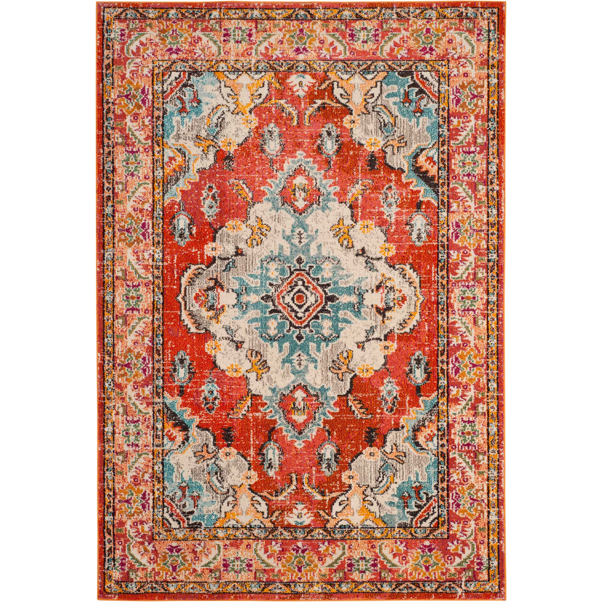 Monaco Orange/Light Blue Area Rug - Image 3