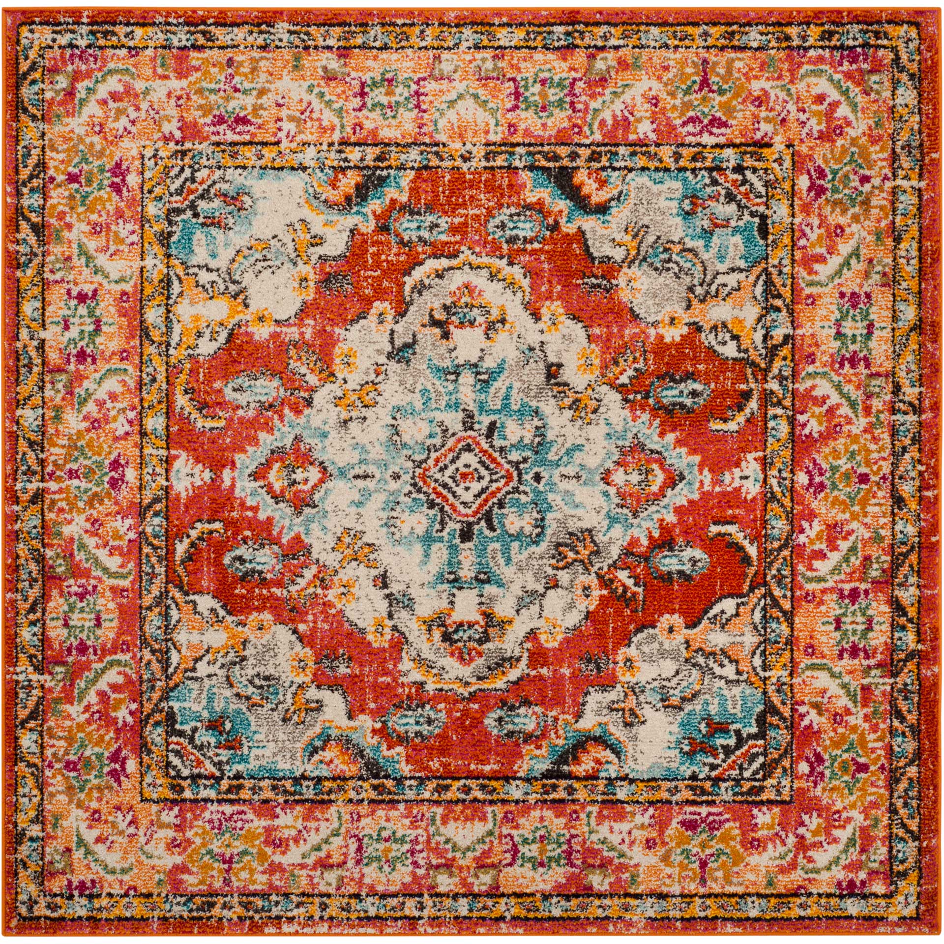 Monaco Orange/Light Blue Area Rug - Image 4