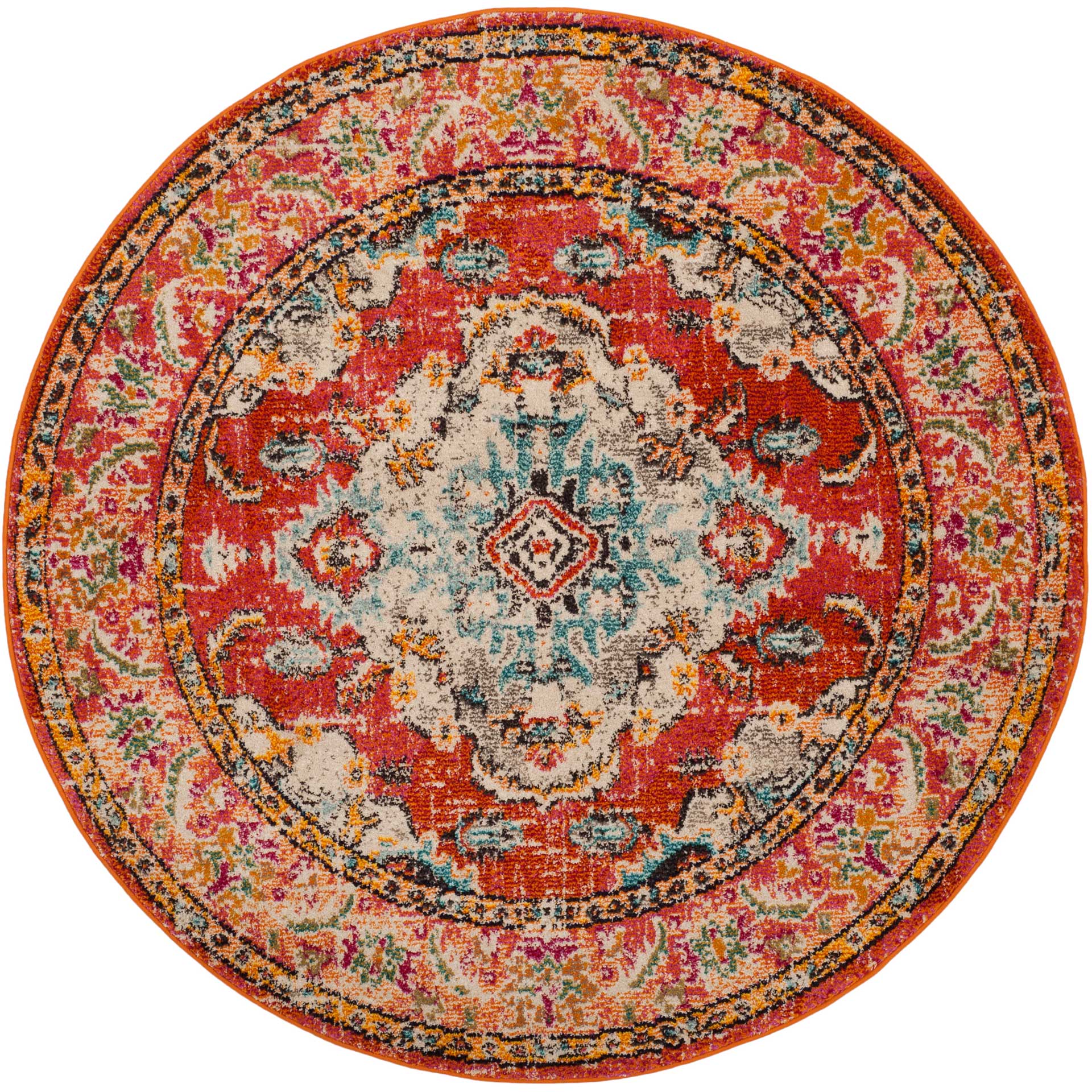 Monaco Orange/Light Blue Round Rug - Image 2