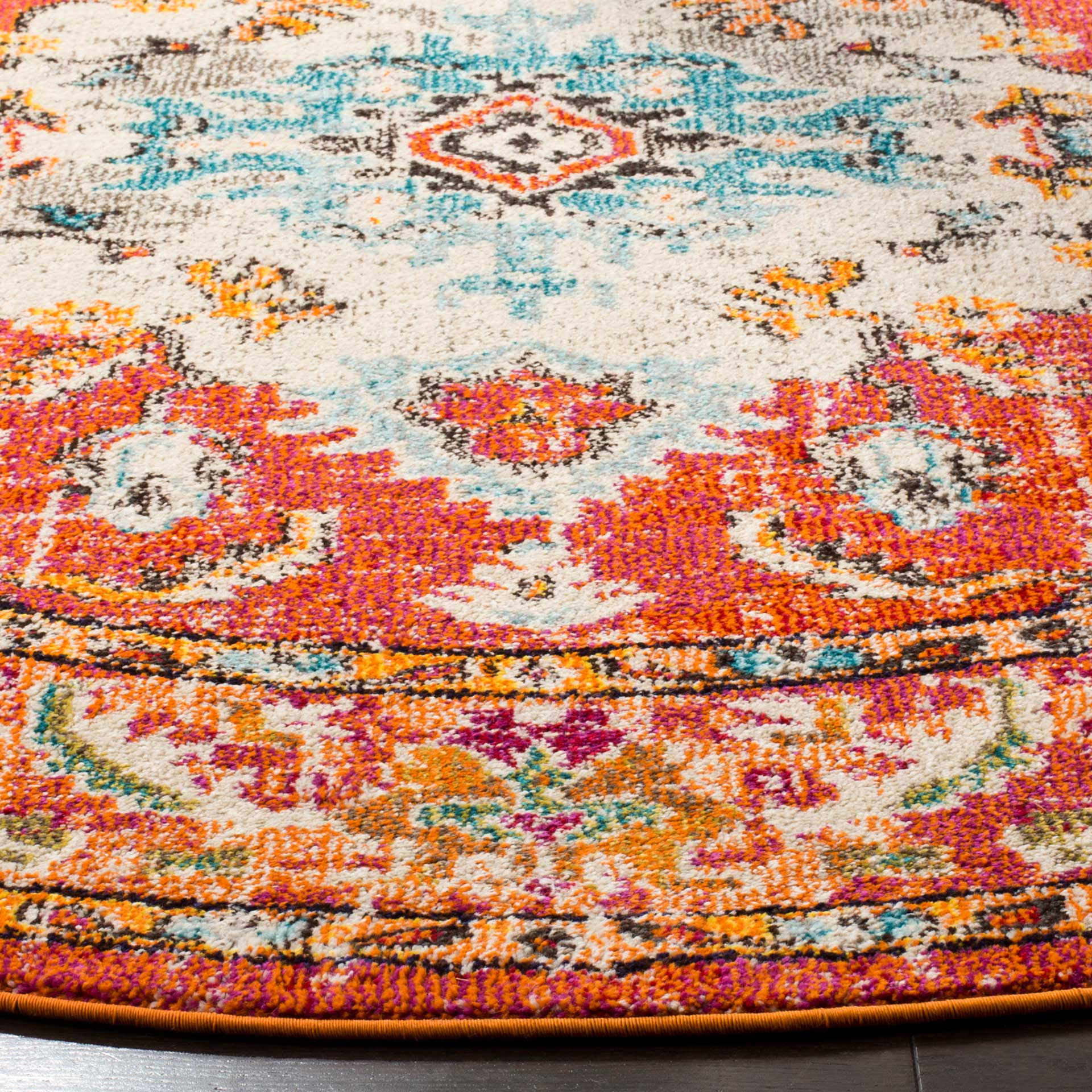 Monaco Orange/Light Blue Round Rug - Image 3