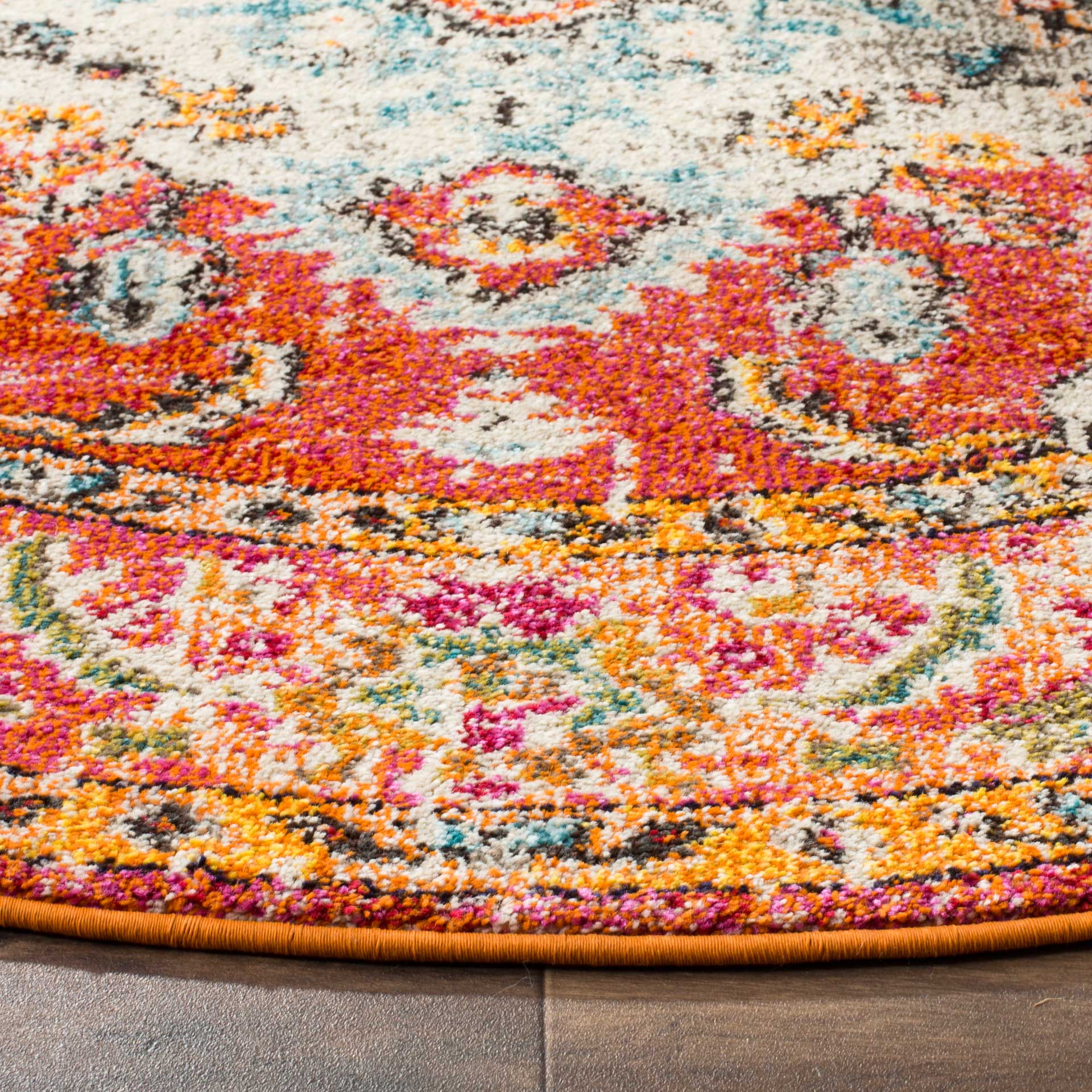 Monaco Orange/Light Blue Round Rug - Image 4