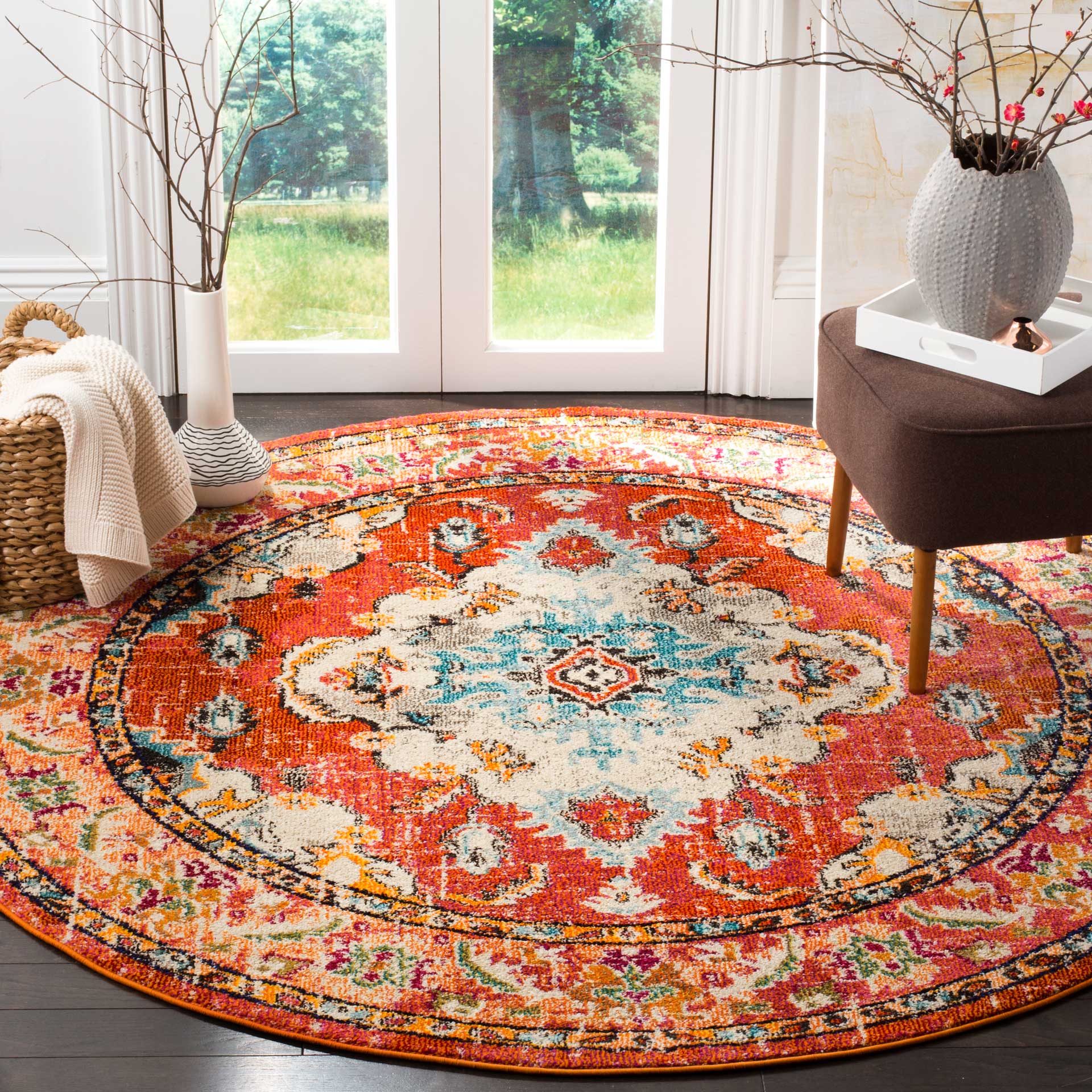 Monaco Orange/Light Blue Round Rug - Image 5