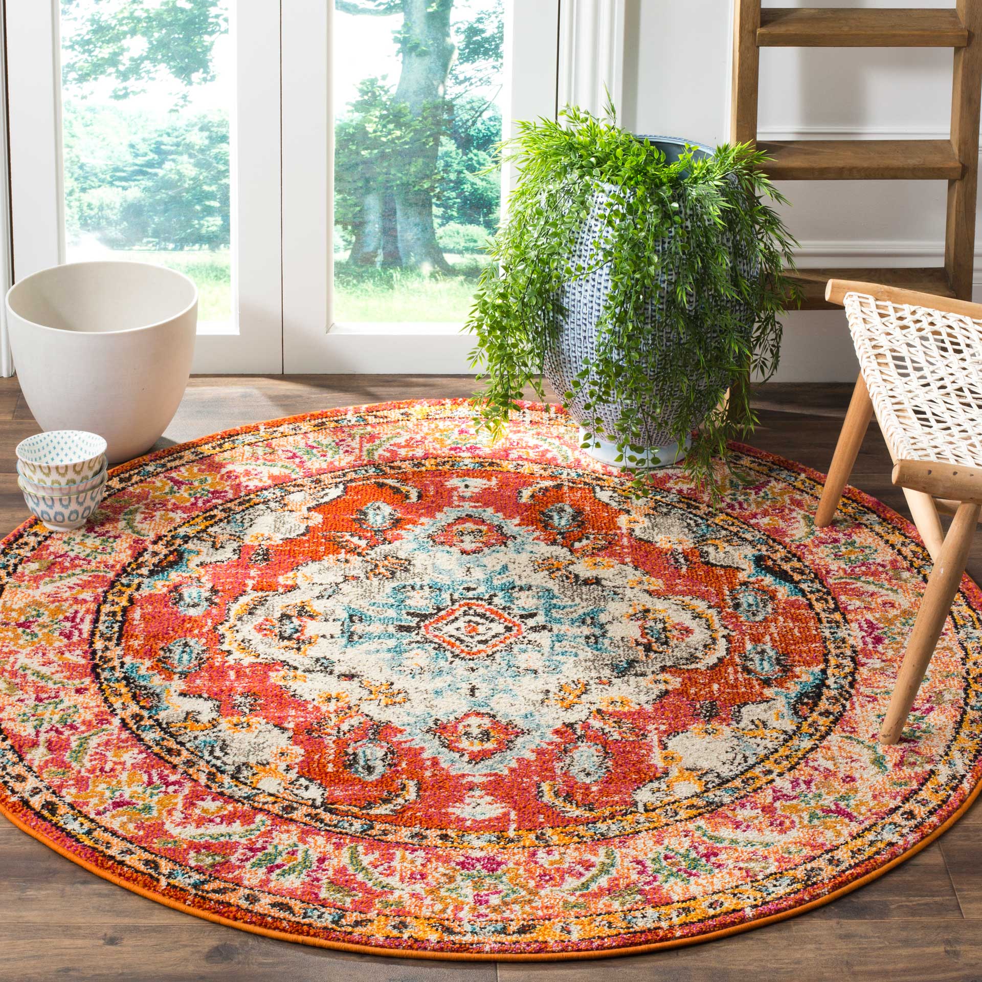 Monaco Orange/Light Blue Round Rug - Image 6