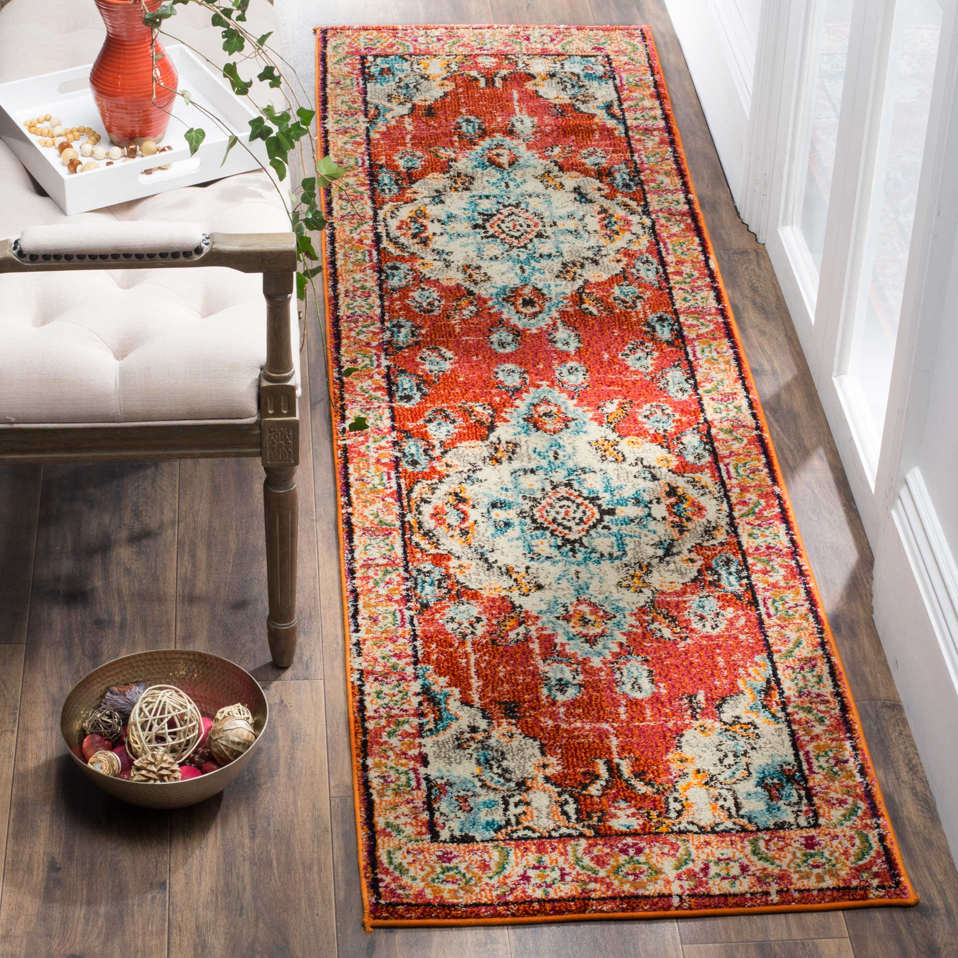 Monaco Orange/Light Blue Runner Rug - Image 2