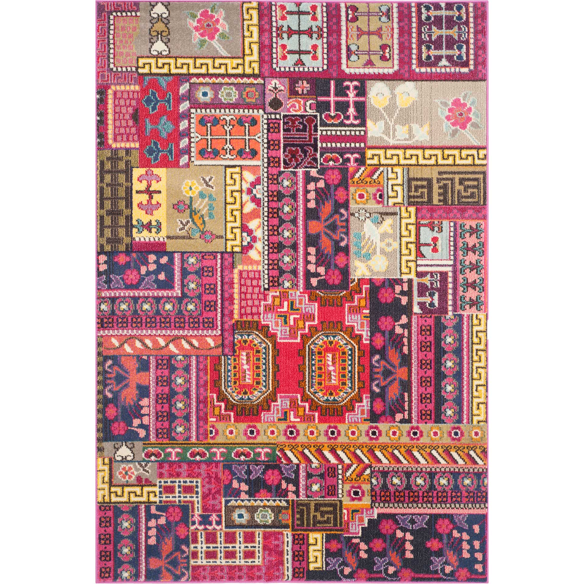 Monaco Patchwork Pink/Multi Area Rug - Image 2