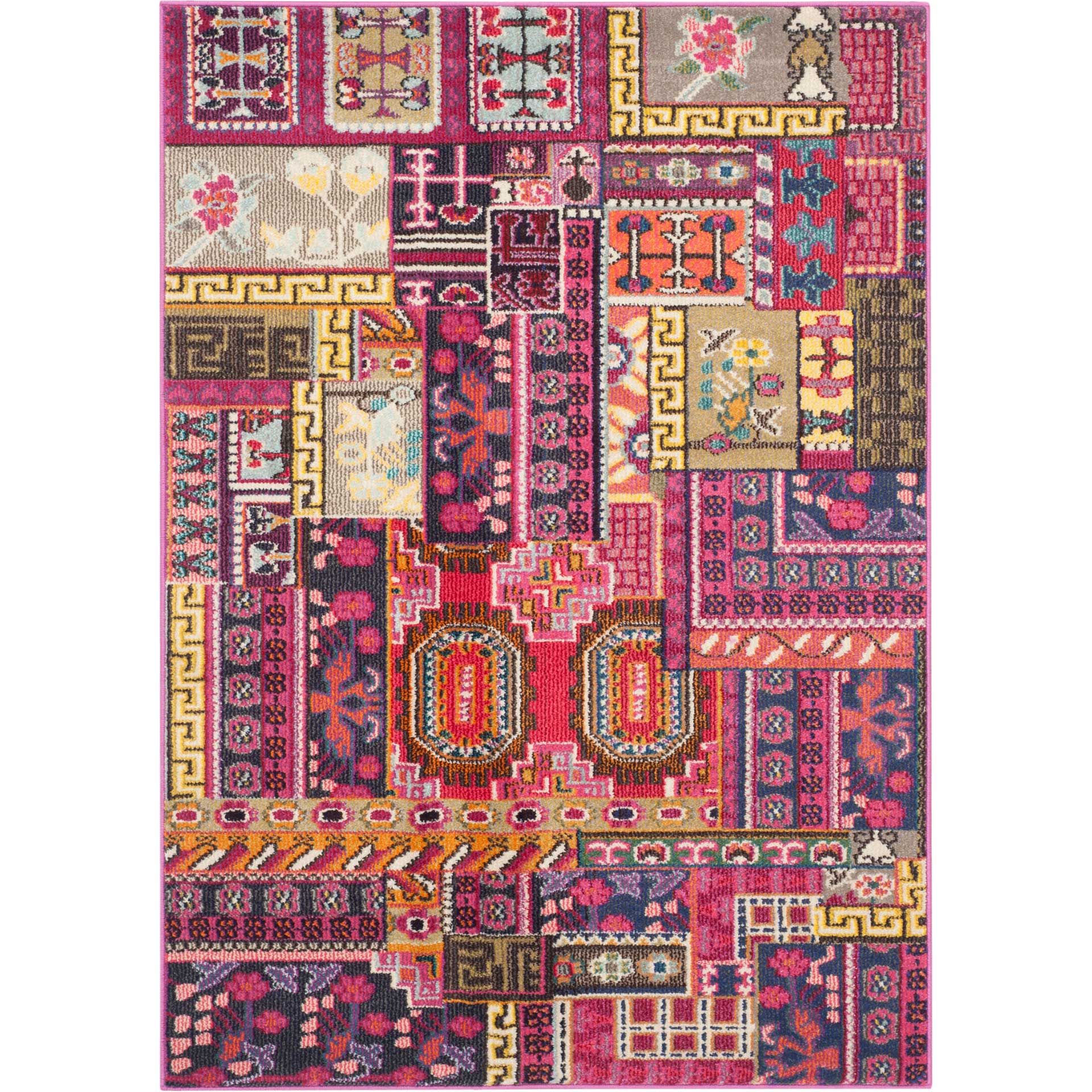 Monaco Patchwork Pink/Multi Area Rug - Image 3
