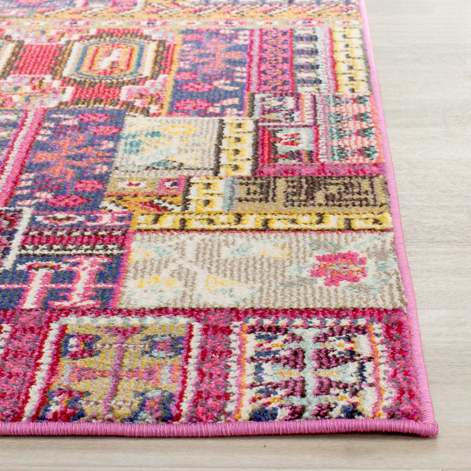 Monaco Patchwork Pink/Multi Runner Rug - Image 2