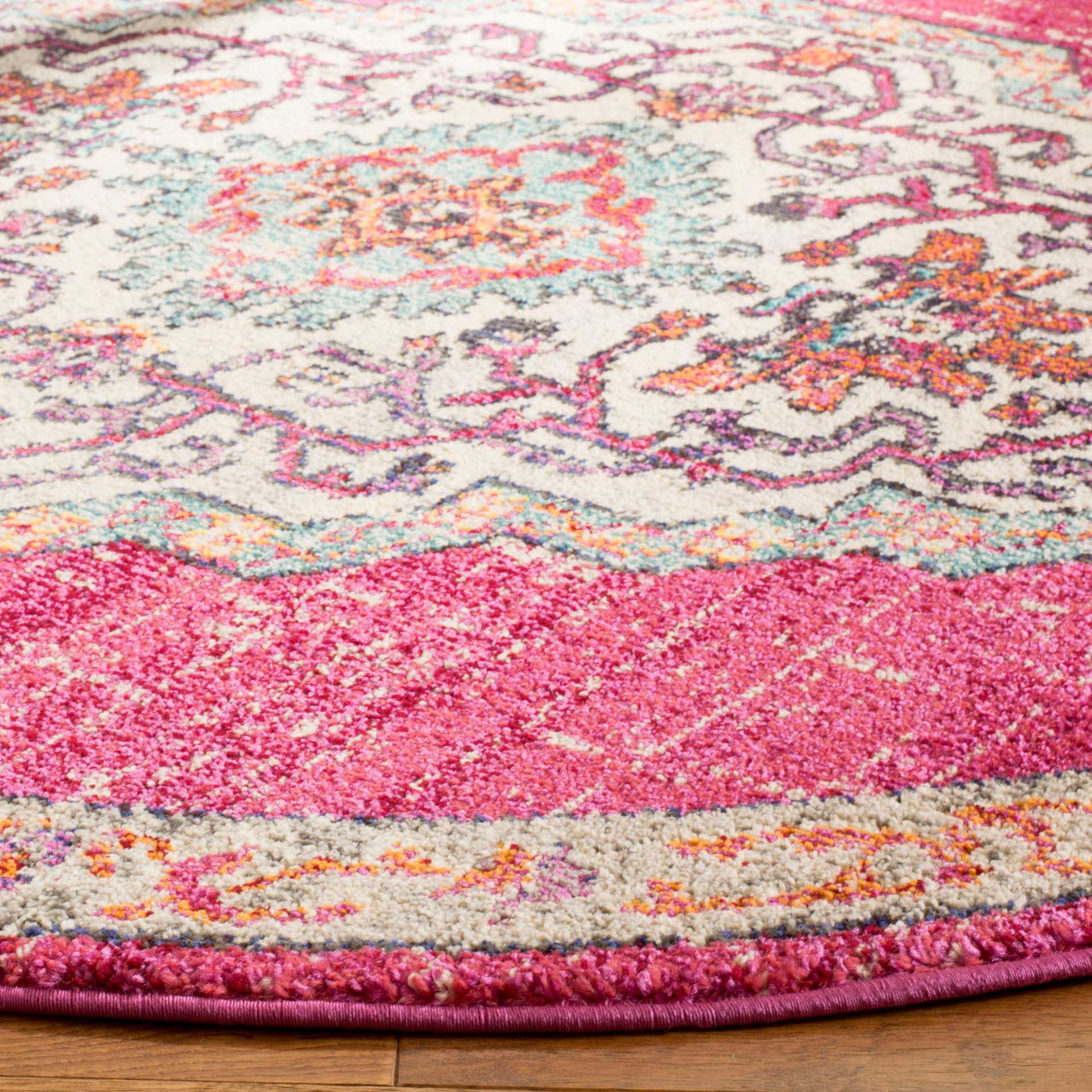 Monaco Pink/Ivory Round Rug - Image 2