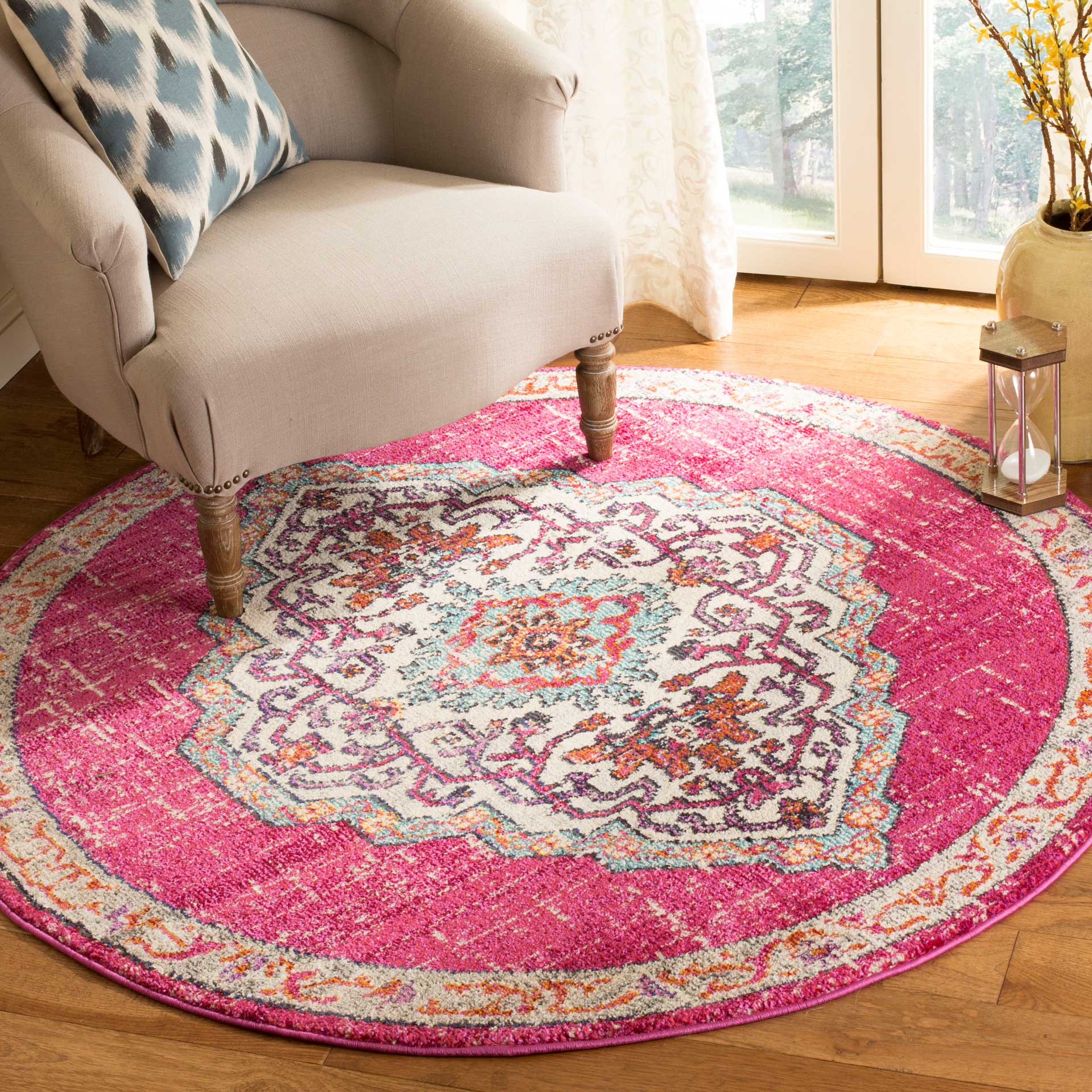 Monaco Pink/Ivory Round Rug - Image 3