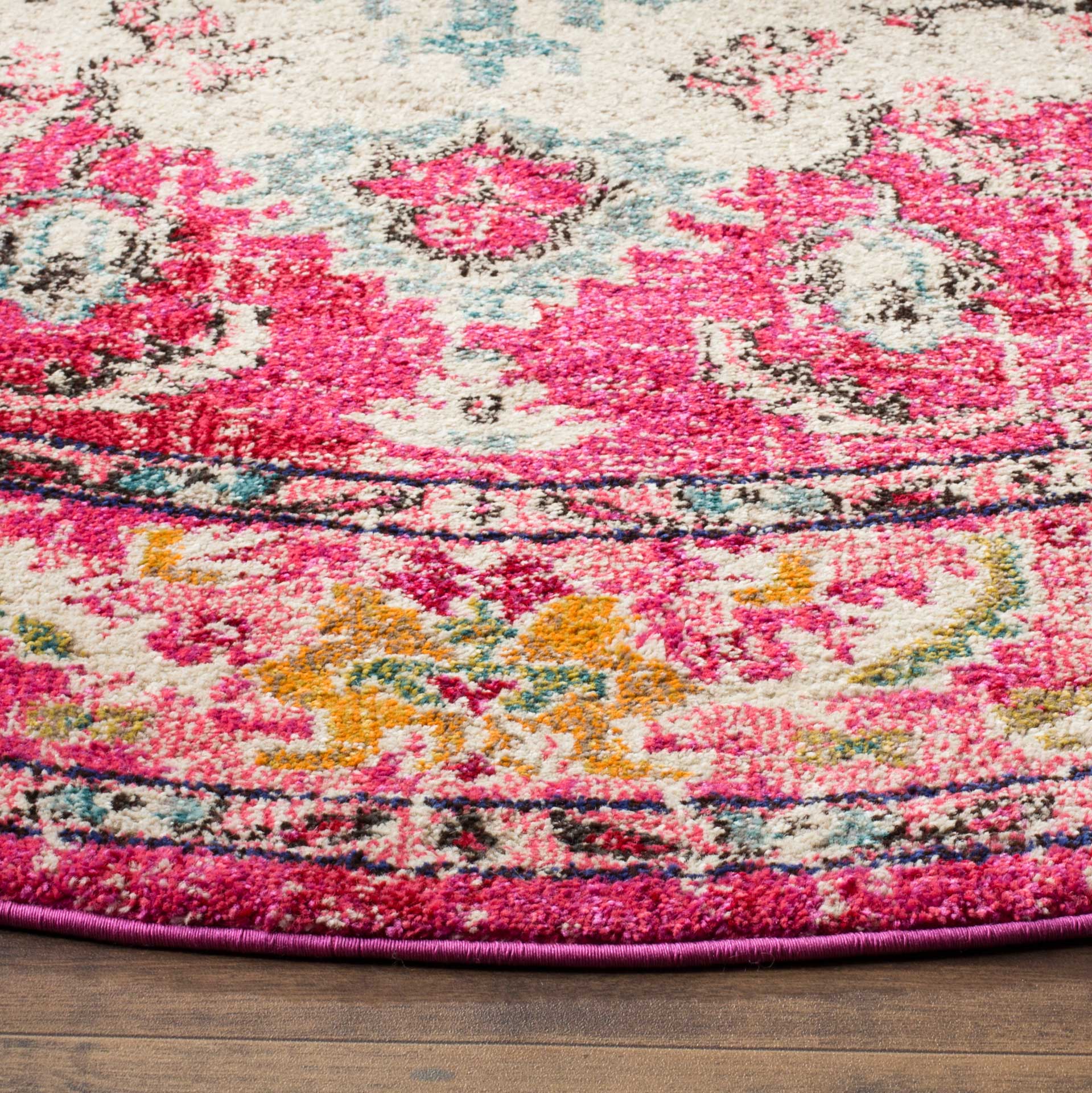 Monaco Pink/Multi Round Rug - Image 2