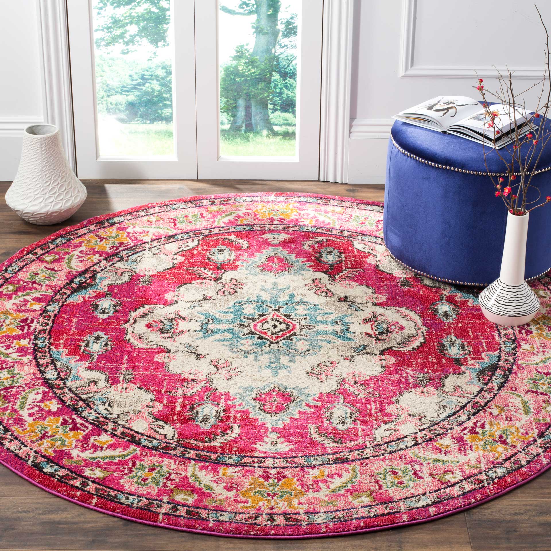 Monaco Pink/Multi Round Rug - Image 3