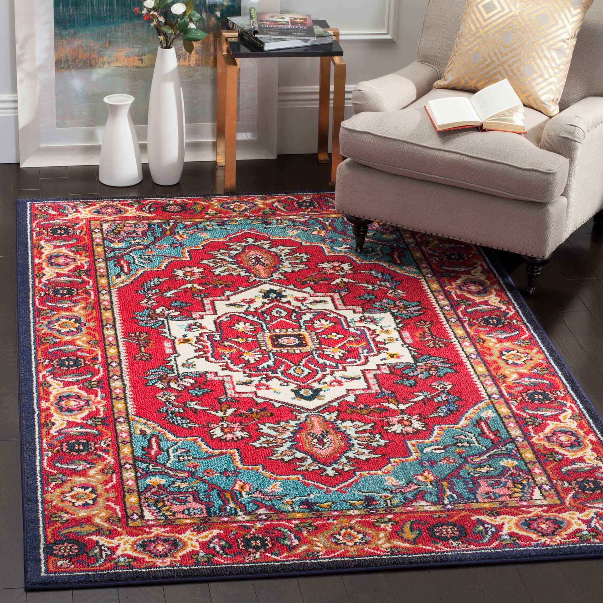 Monaco Red/Turquoise Area Rug - Image 11