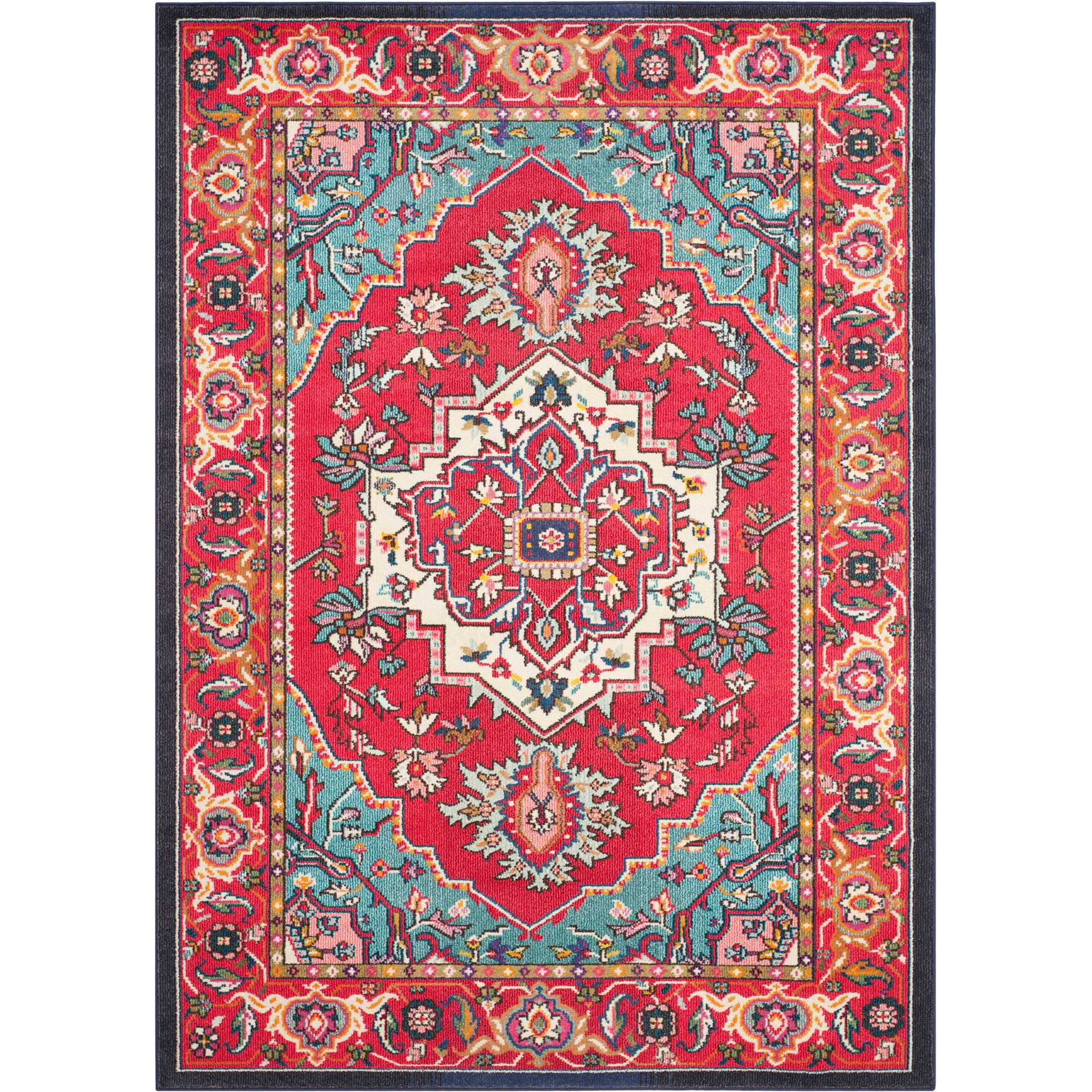 Monaco Red/Turquoise Area Rug - Image 2