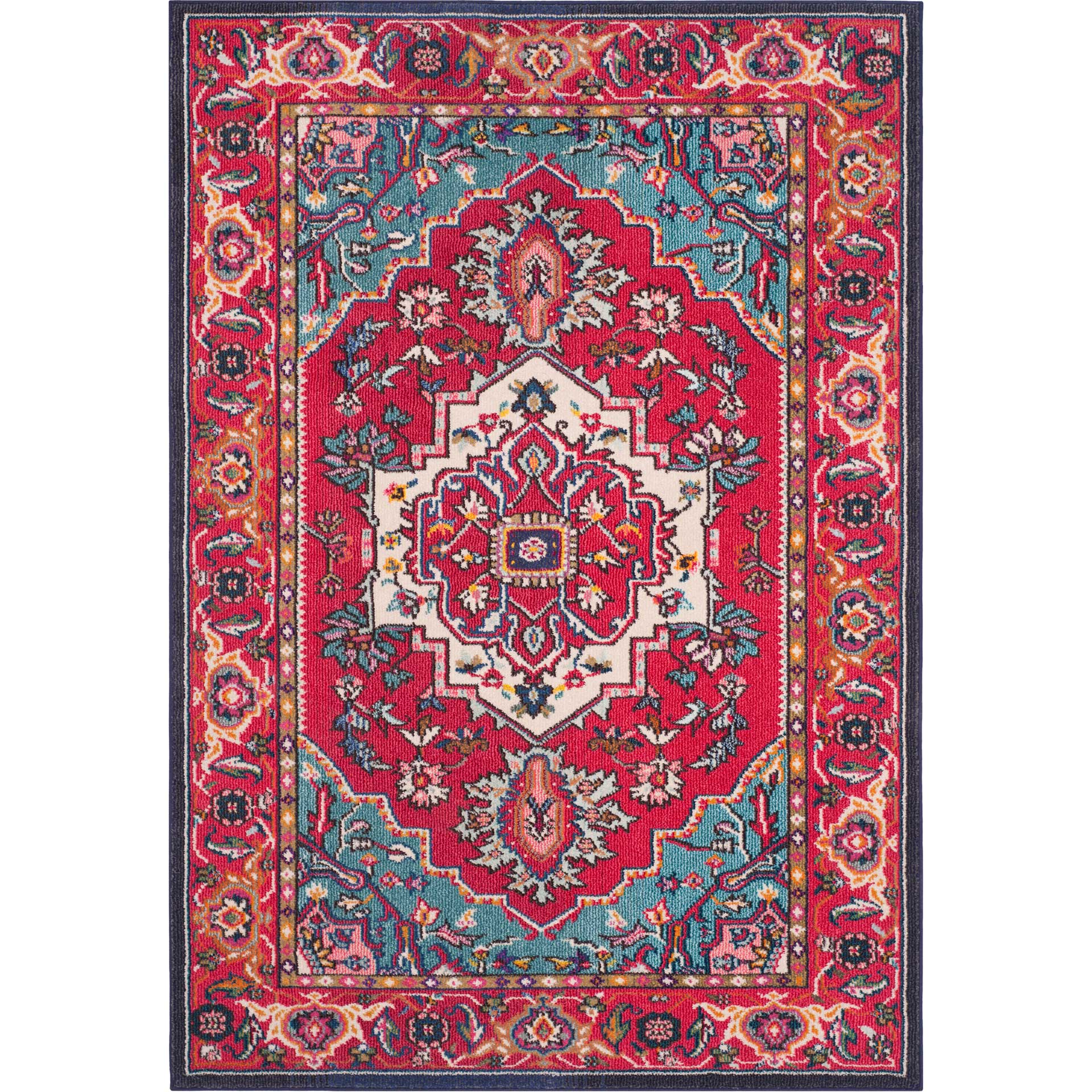 Monaco Red/Turquoise Area Rug - Image 4