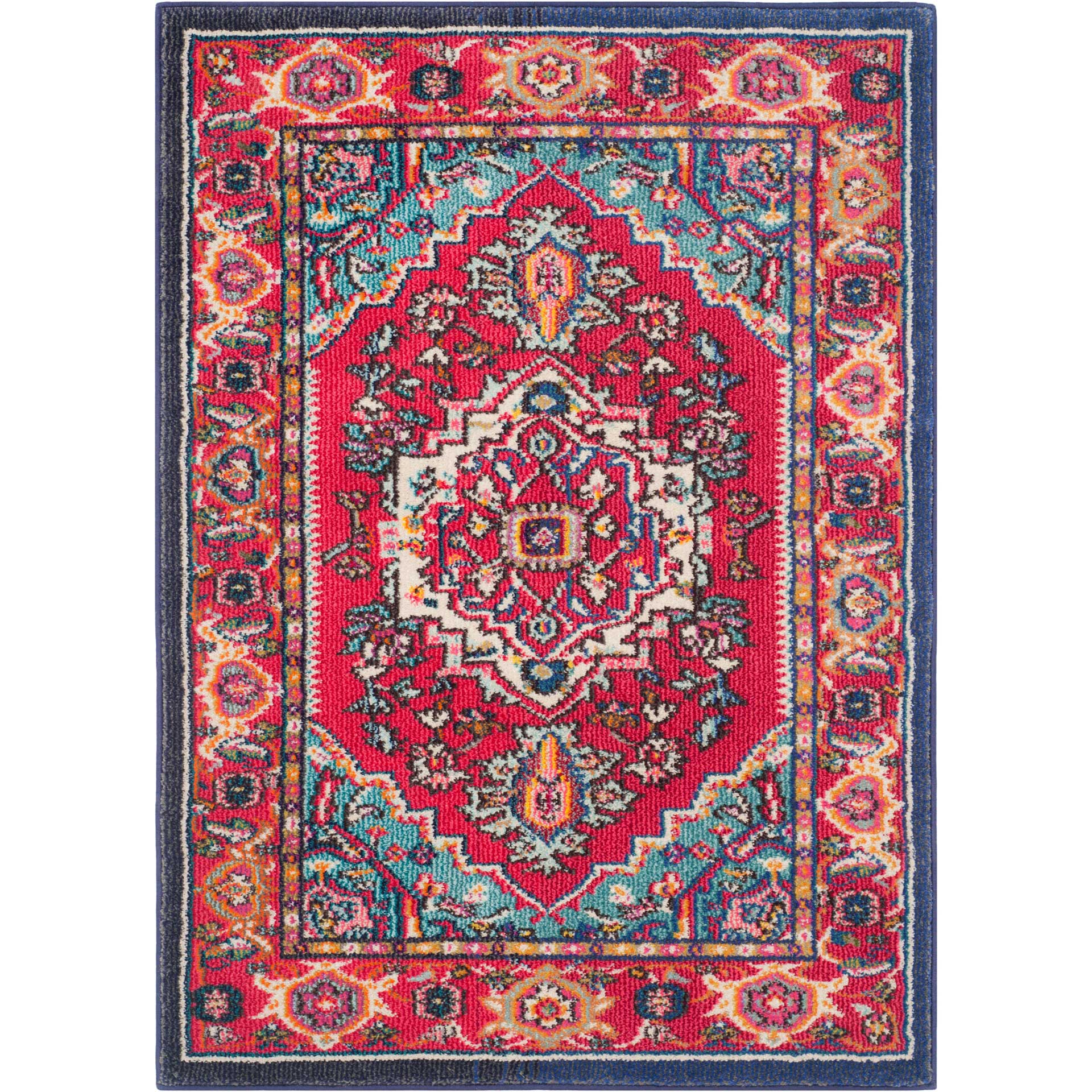 Monaco Red/Turquoise Area Rug - Image 6
