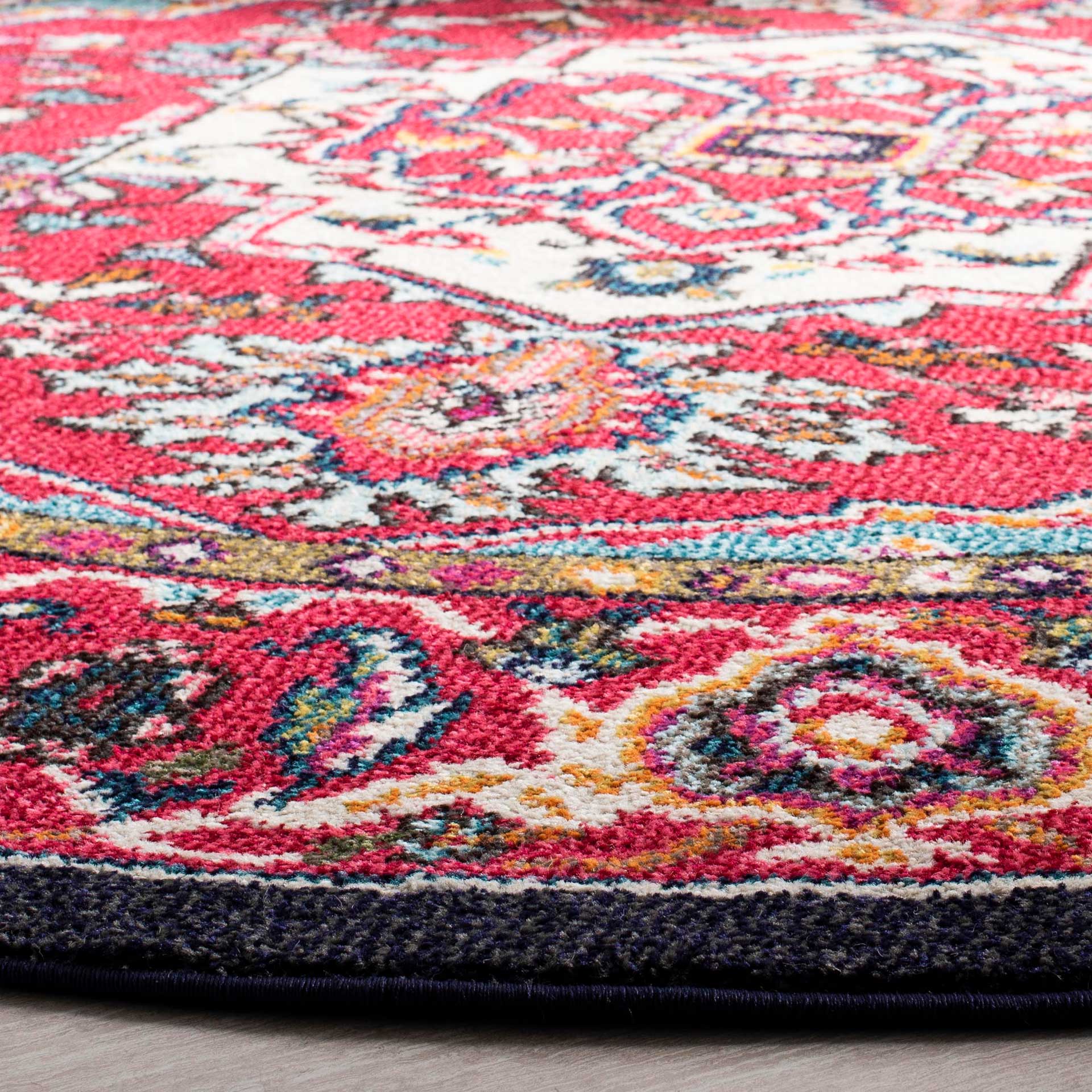 Monaco Red/Turquoise Round Rug - Image 2