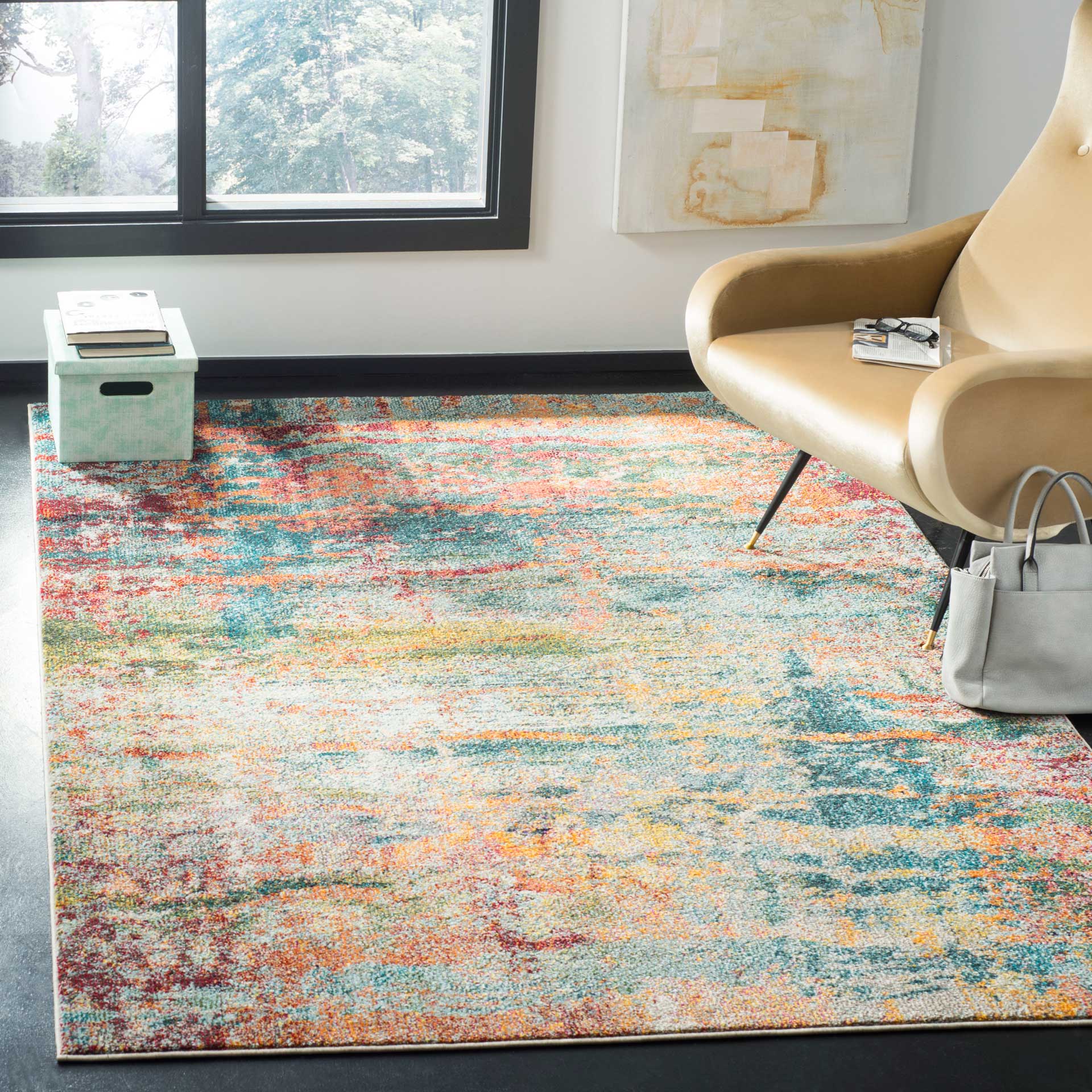 Monaco Teal/Orange Area Rug - Image 4