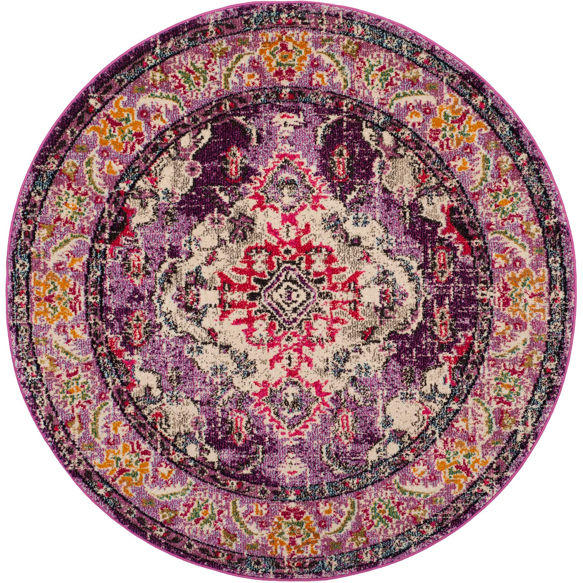 Monaco Violet/Fuchsia Round Rug - Image 2