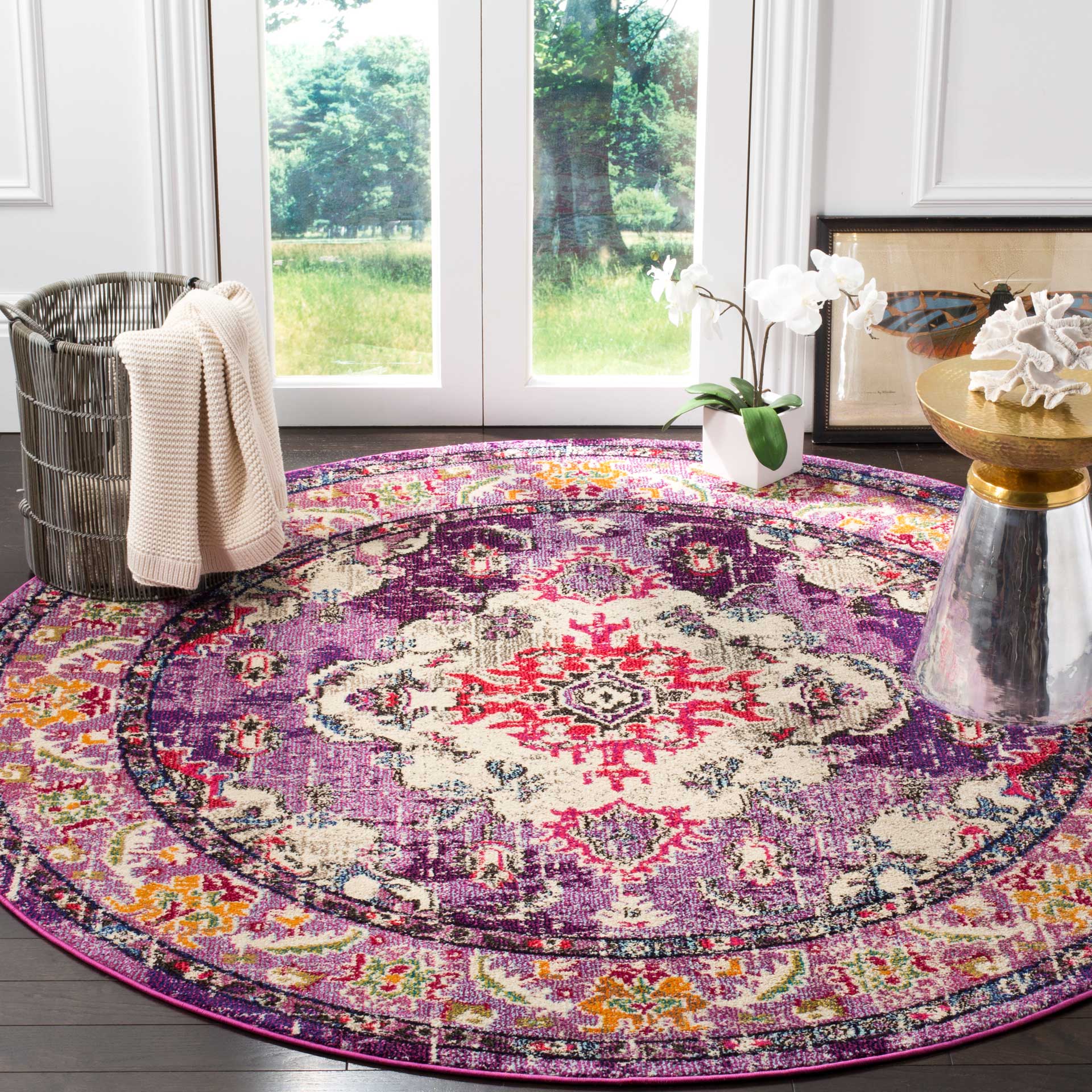 Monaco Violet/Fuchsia Round Rug - Image 5