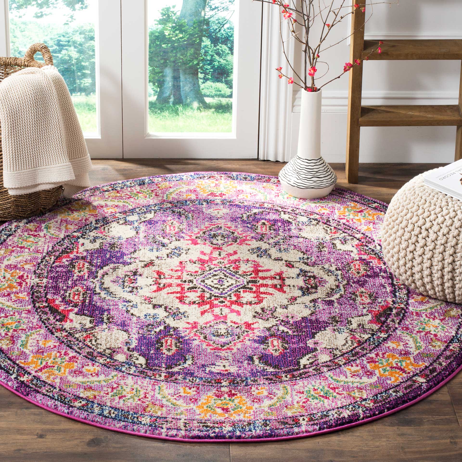 Monaco Violet/Fuchsia Round Rug - Image 6
