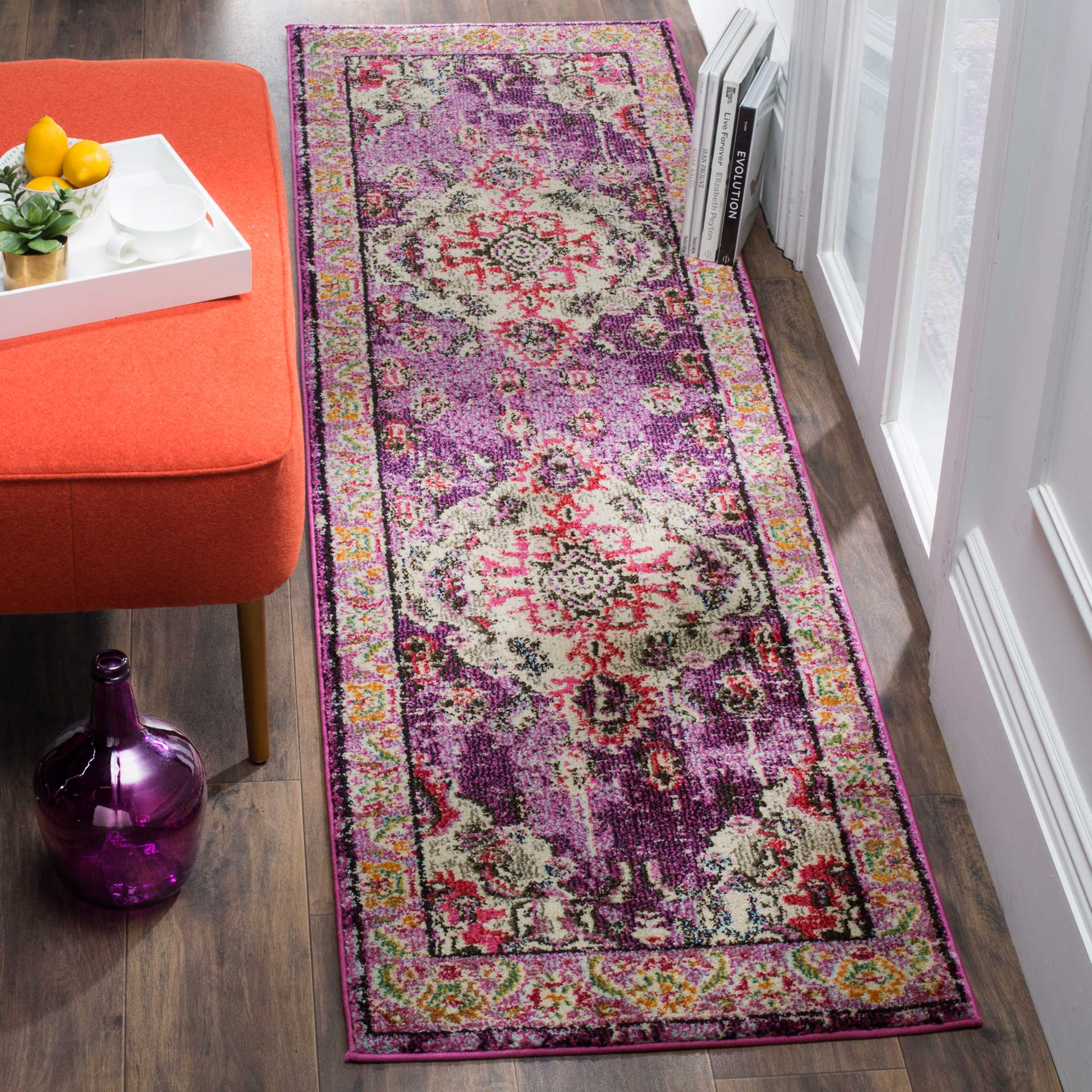 Monaco Violet/Fuchsia Runner Rug - Image 2