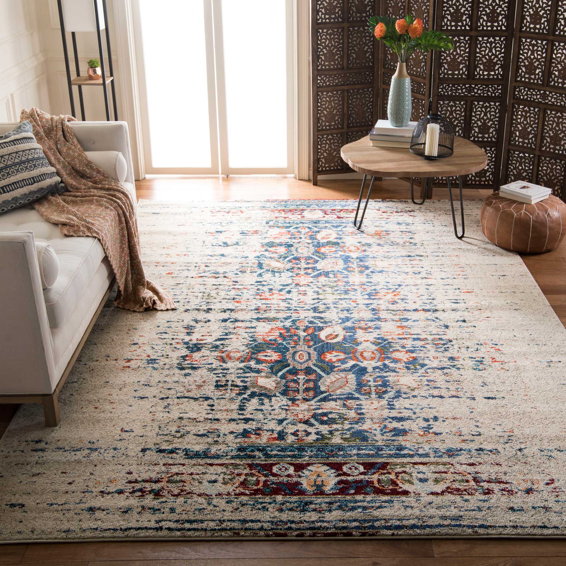 Monaco Washed Ivory/Blue Area Rug - Image 7