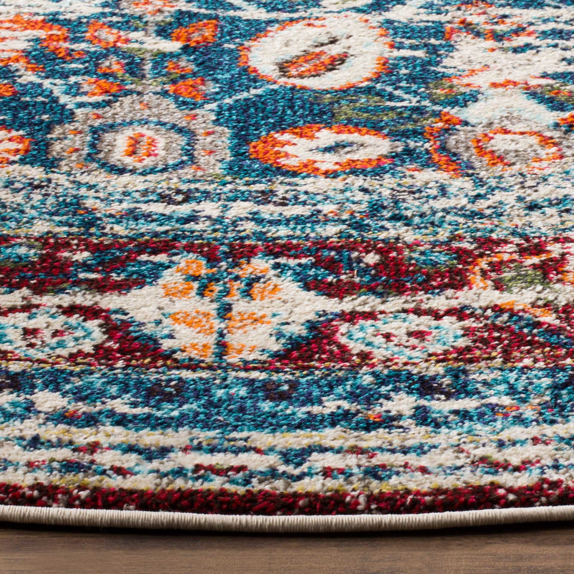 Monaco Washed Ivory/Blue Round Rug - Image 2