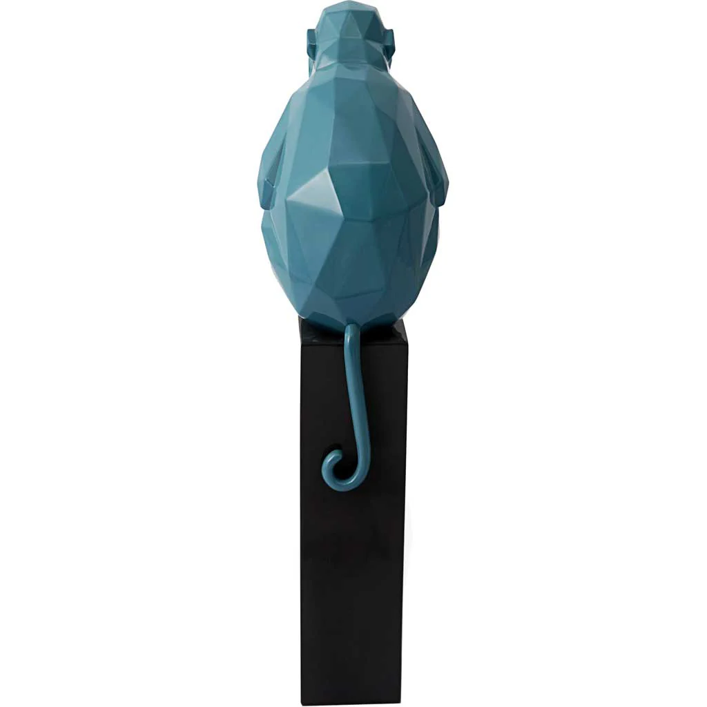 Monkey Holding Banana Sculpture Blue/Gold - Image 6