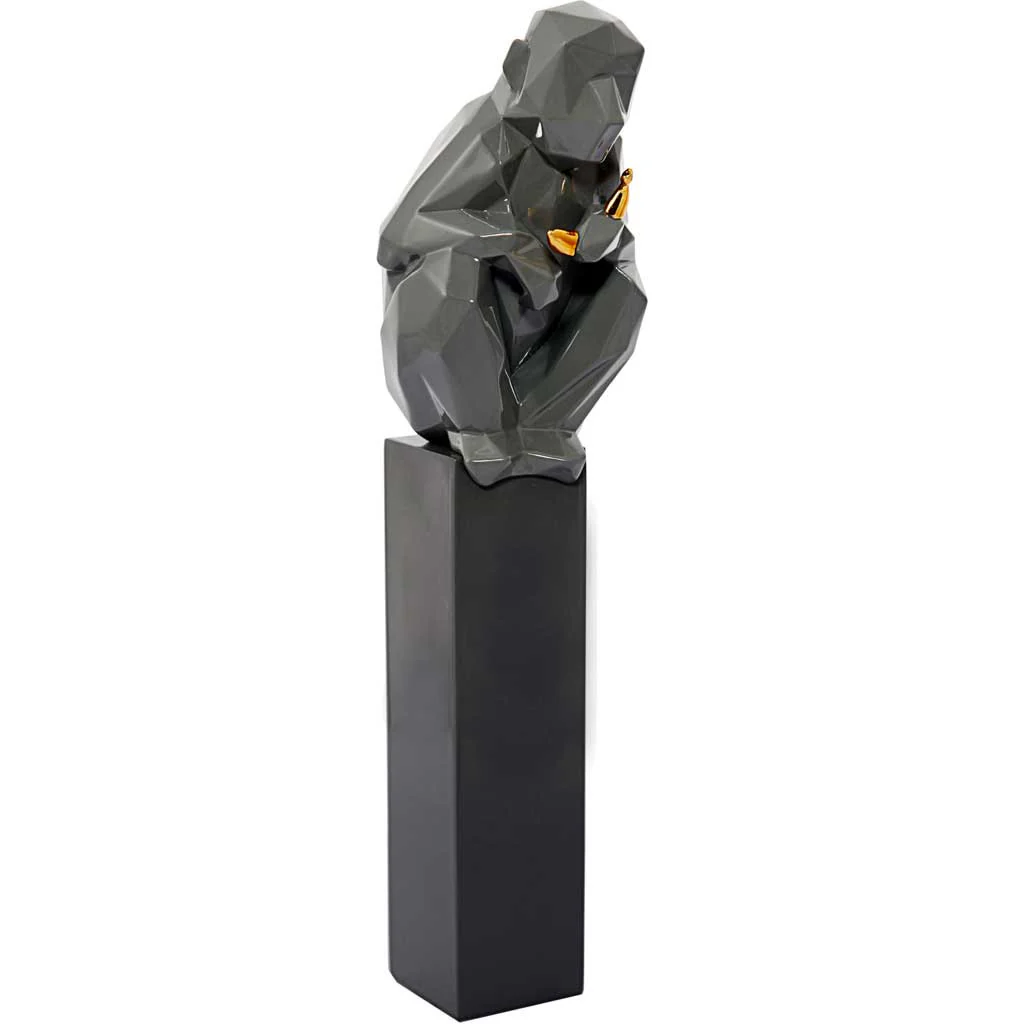 Monkey Holding Banana Sculpture Gray/Gold - Image 5