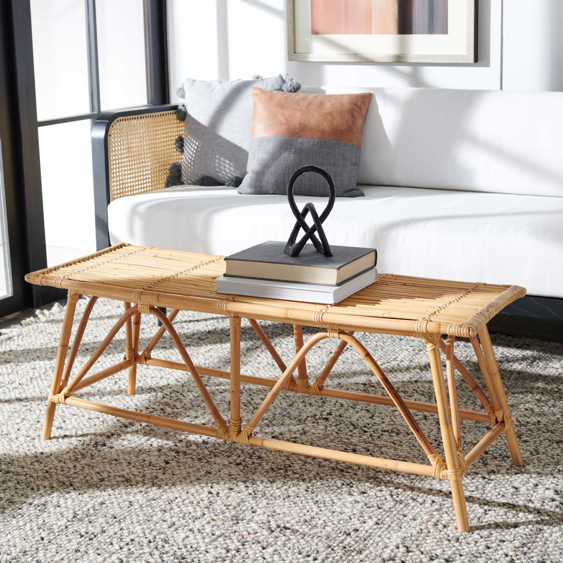 Monroe Rattan Coffee Table Natural - Image 6