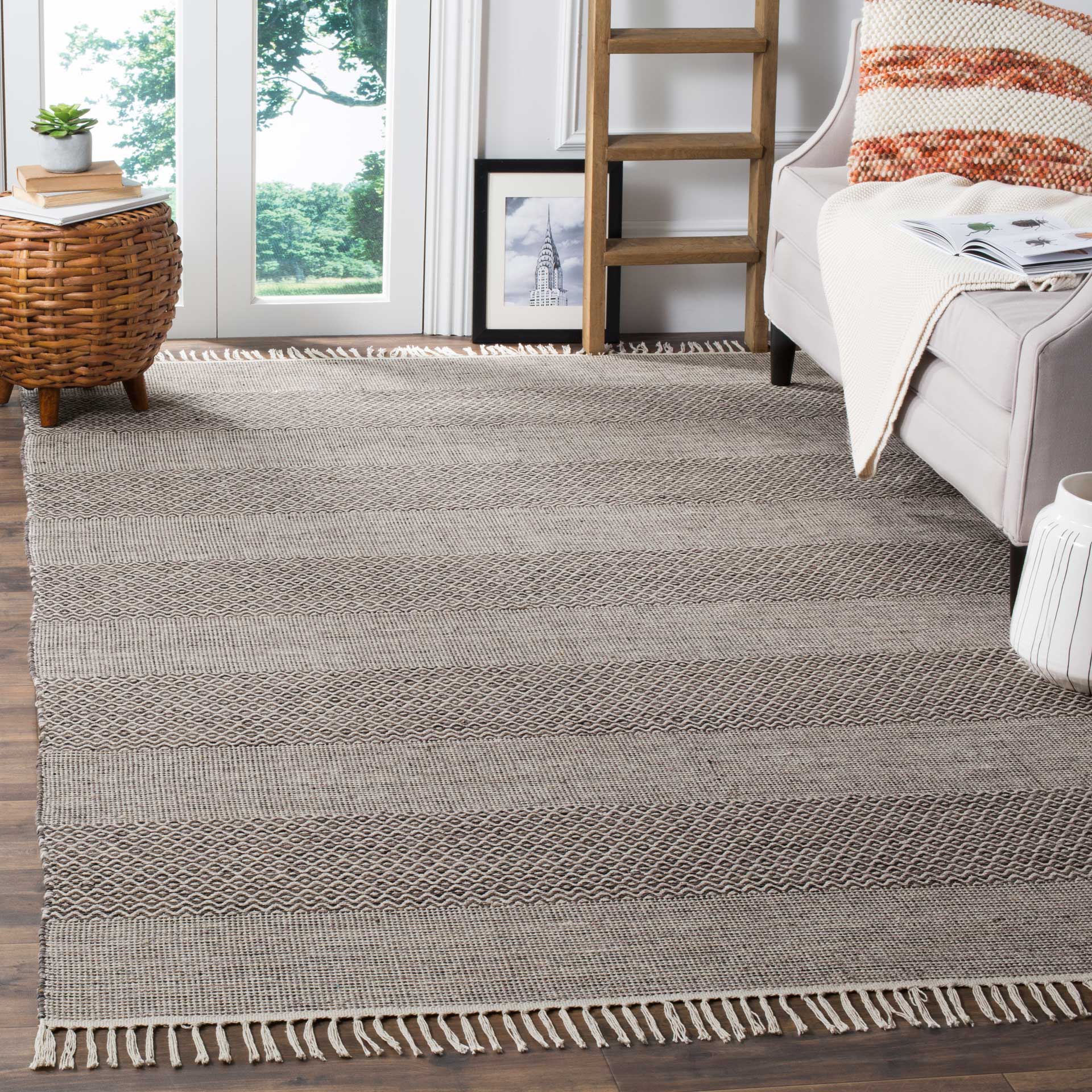 Montauk Alternating Ivory/Anthracite Area Rug - Image 8