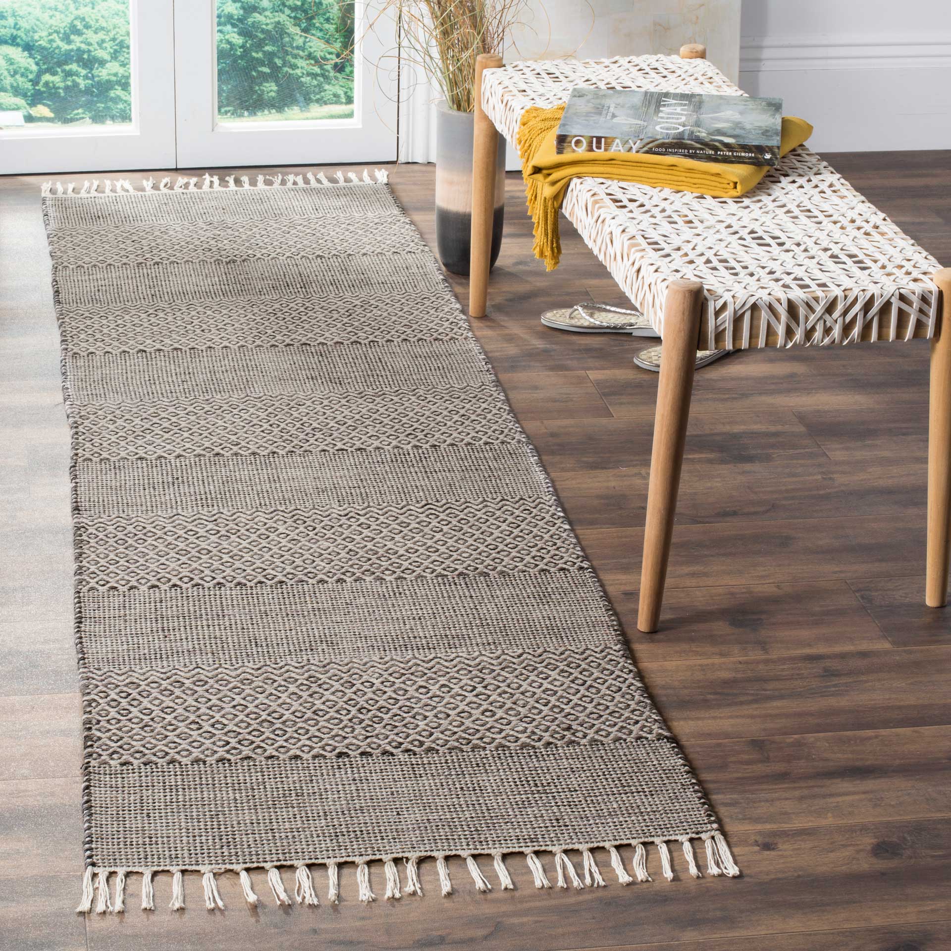 Montauk Alternating Ivory/Anthracite Runner Rug - Image 2