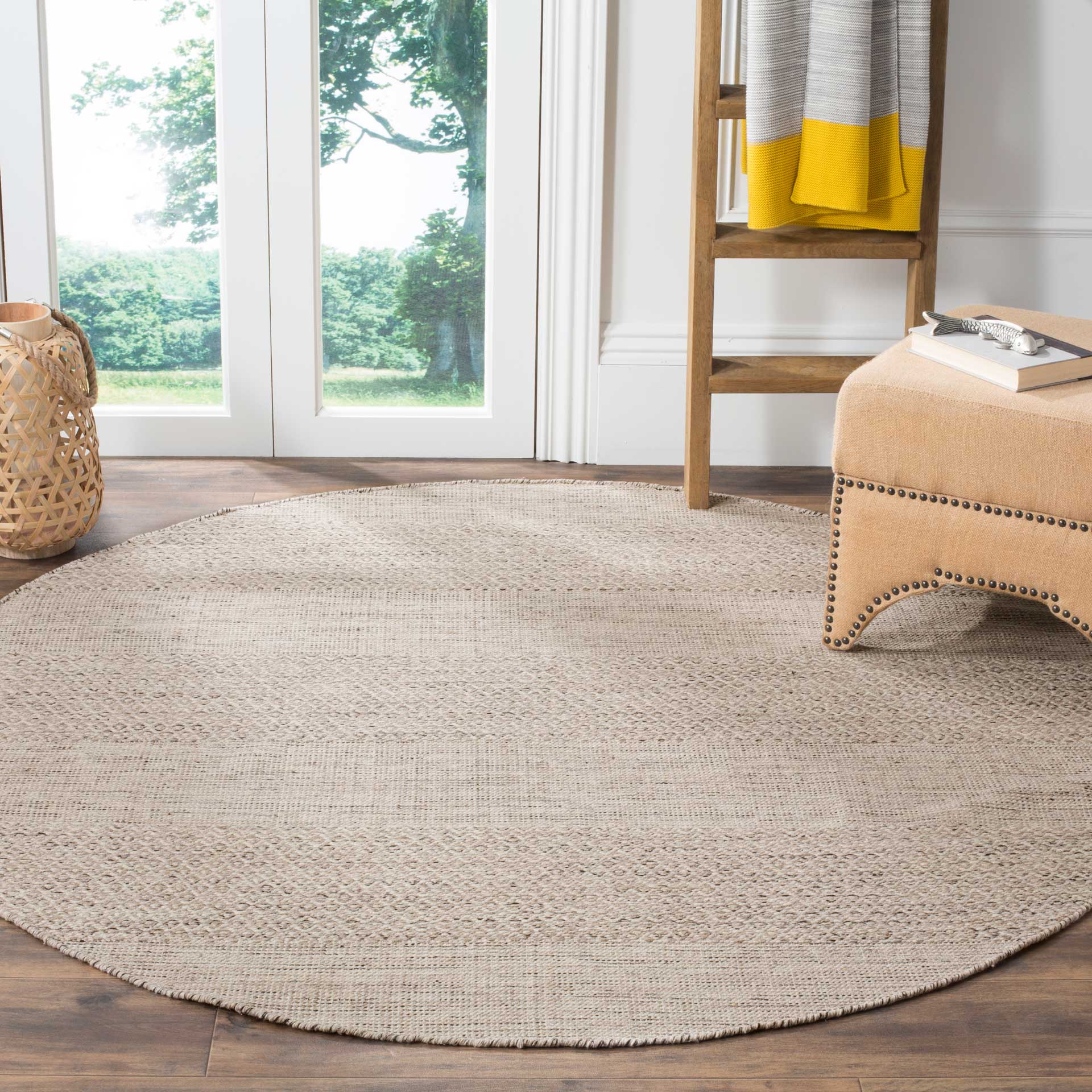 Montauk Alternating Ivory/Steel Gray Round Rug - Image 3