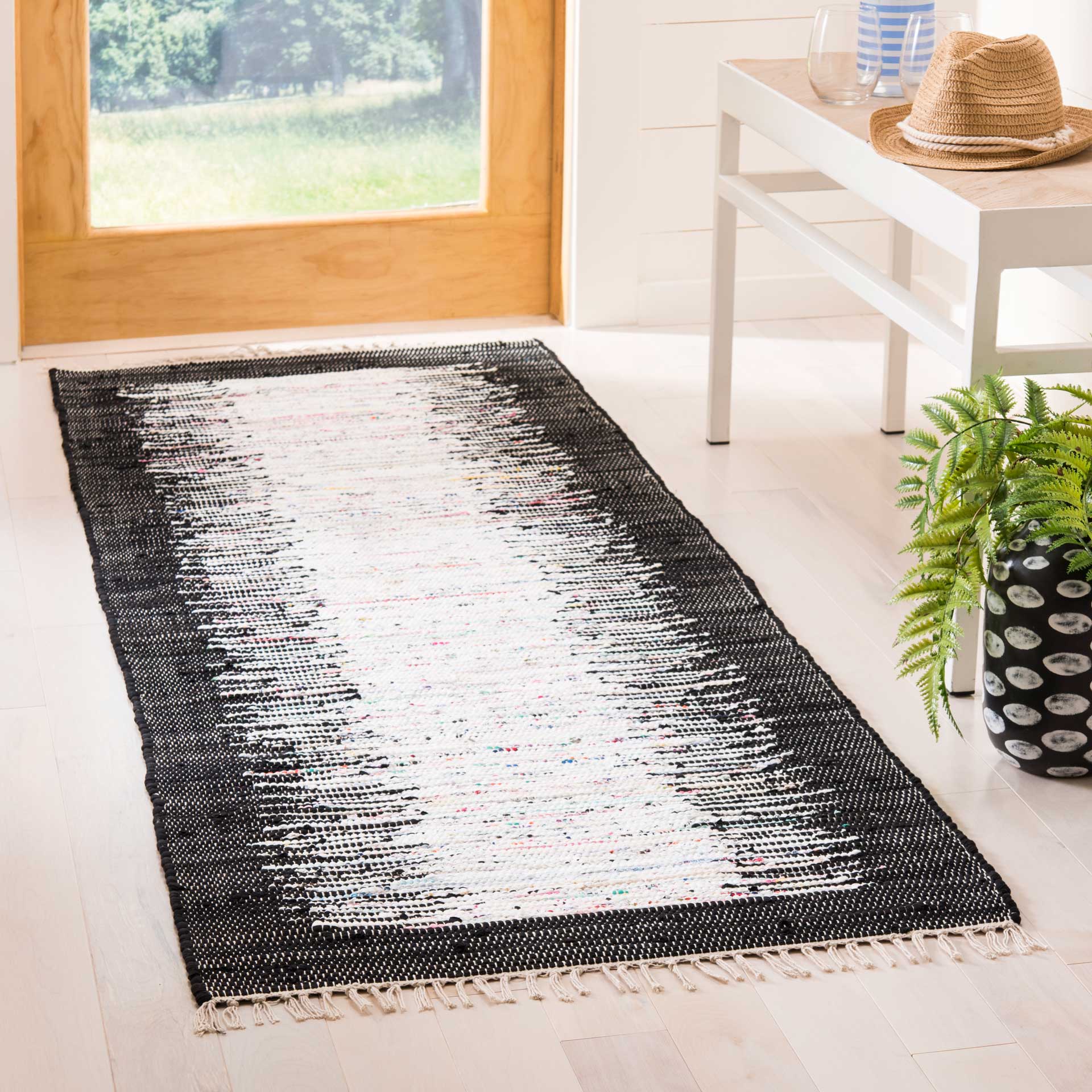 Montauk Border Ivory/Black Runner Rug - Image 2