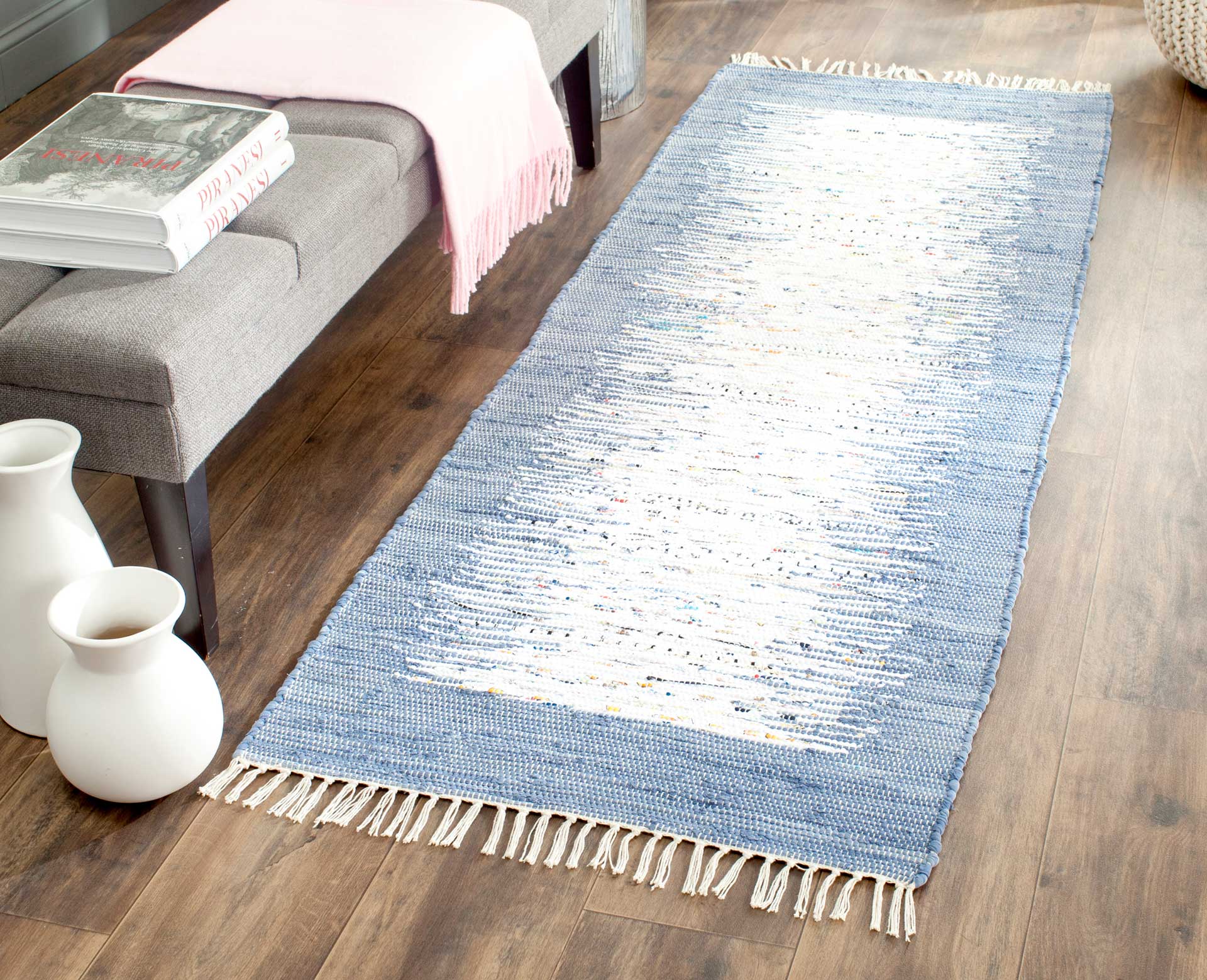 Montauk Border Ivory/Dark Blue Runner Rug - Image 3