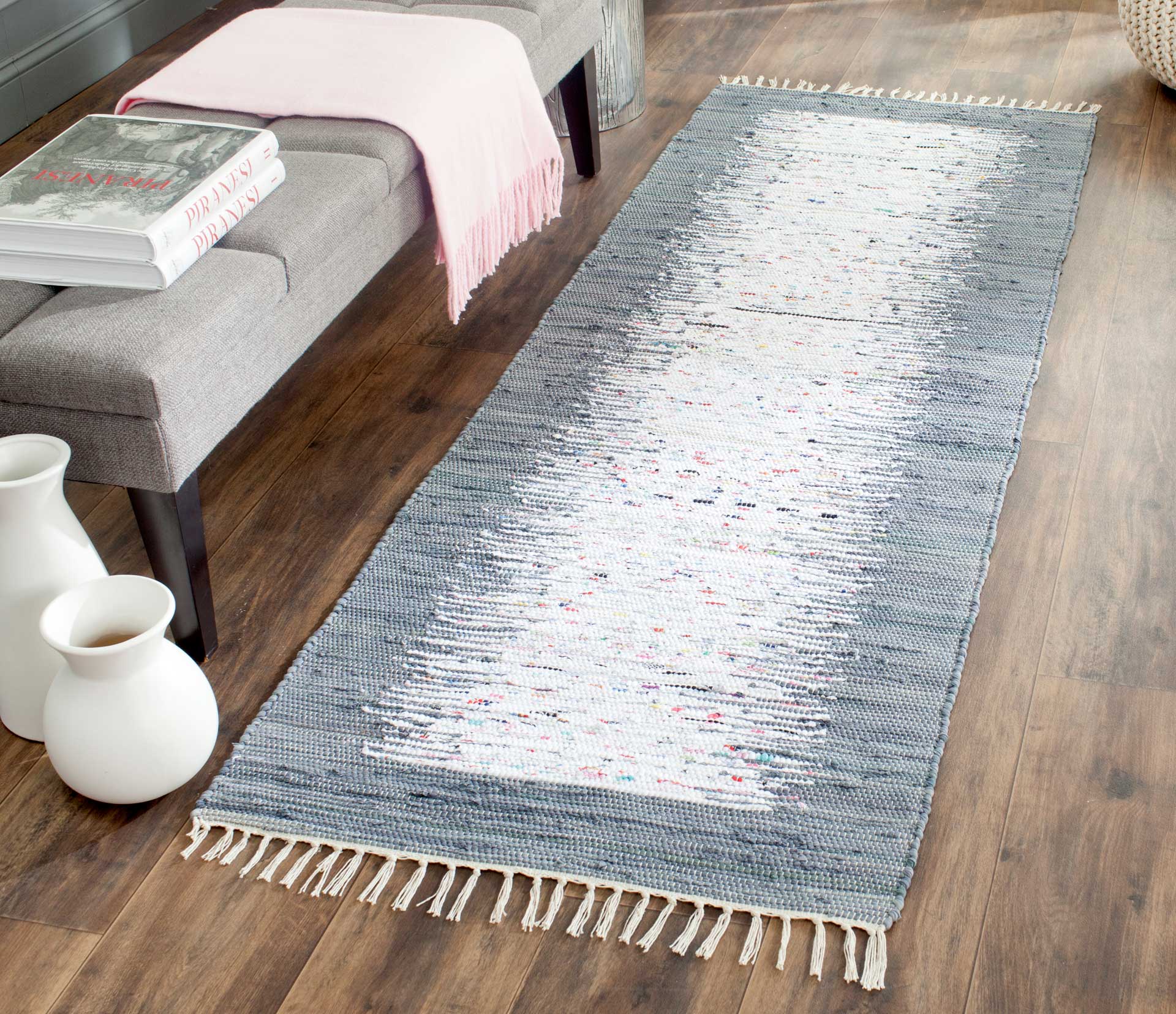Montauk Border Ivory/Gray Runner Rug - Image 3
