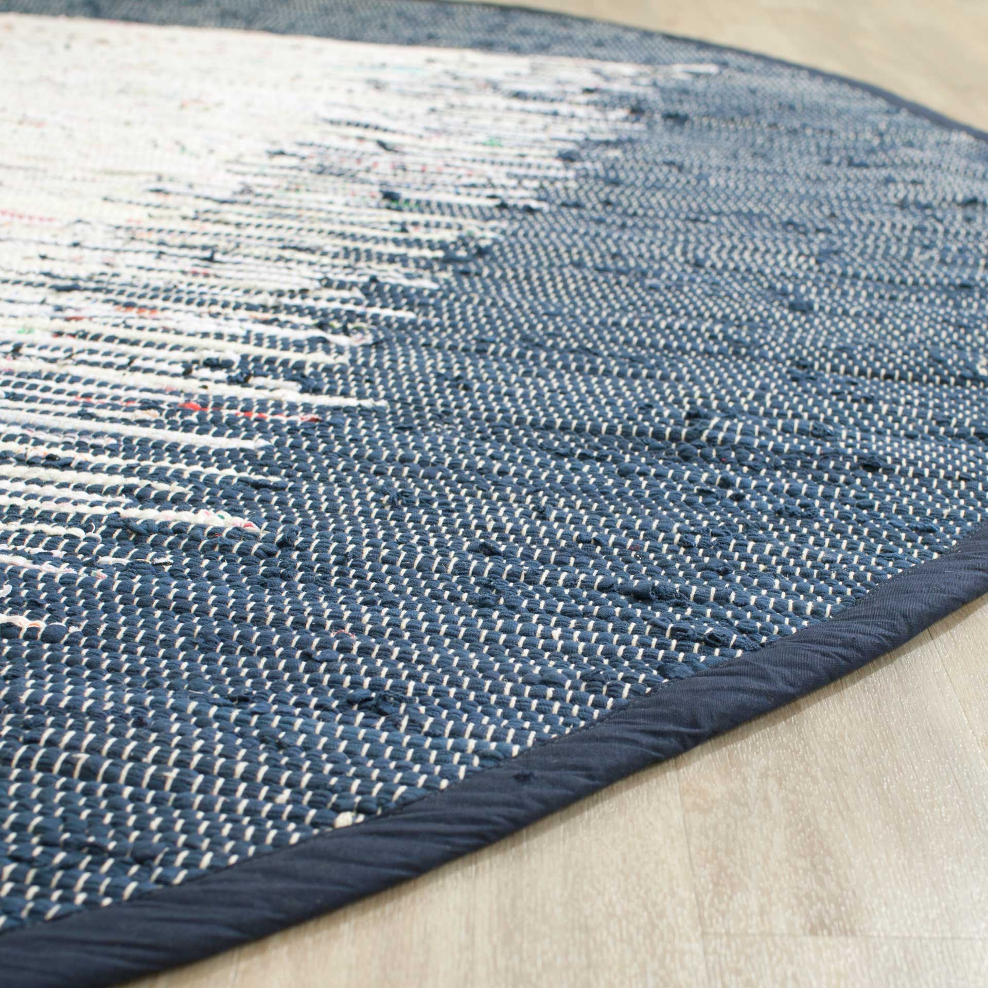 Montauk Border Ivory/Navy Round Rug - Image 2