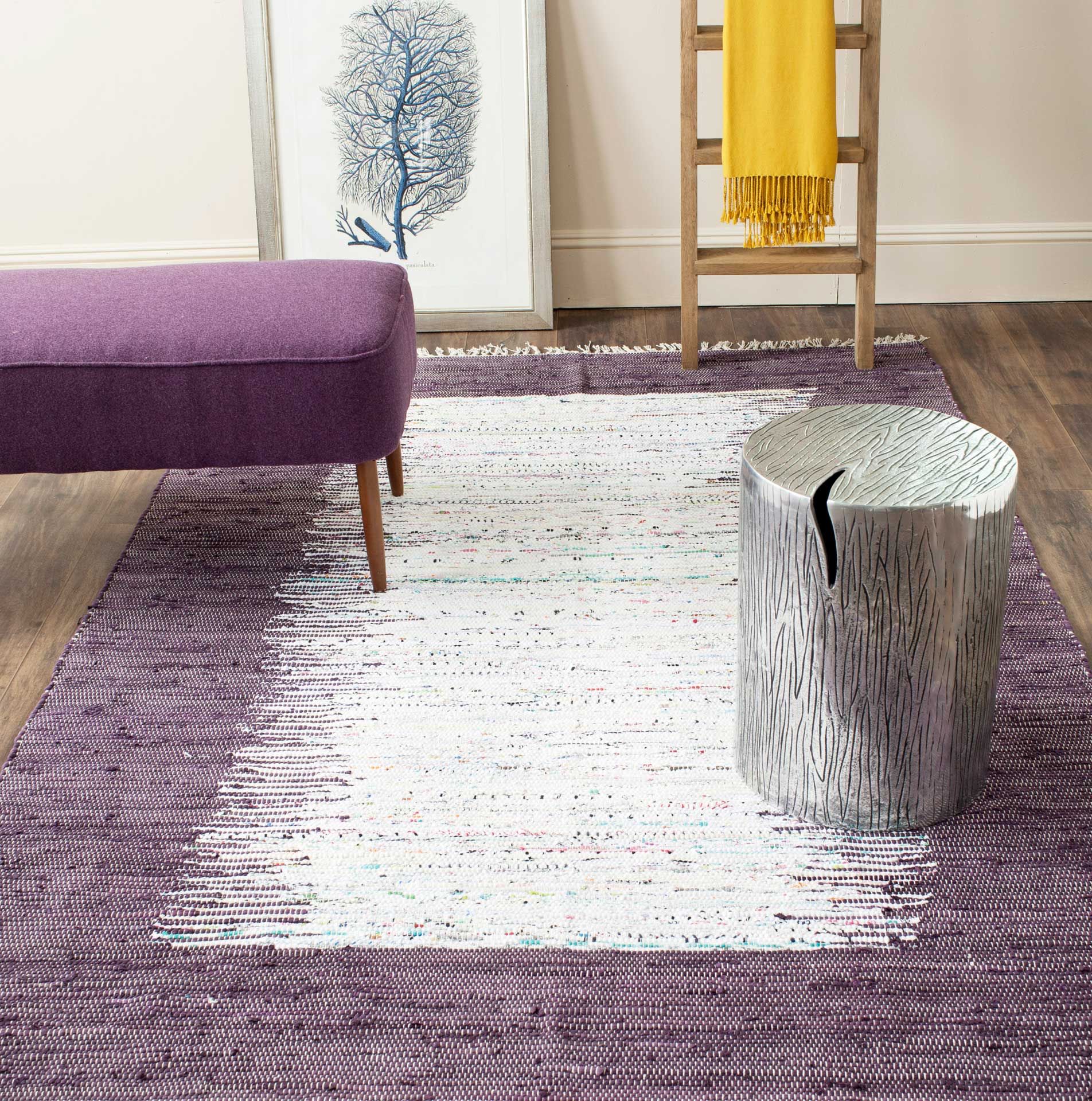 Montauk Border Ivory/Purple Area Rug - Image 6
