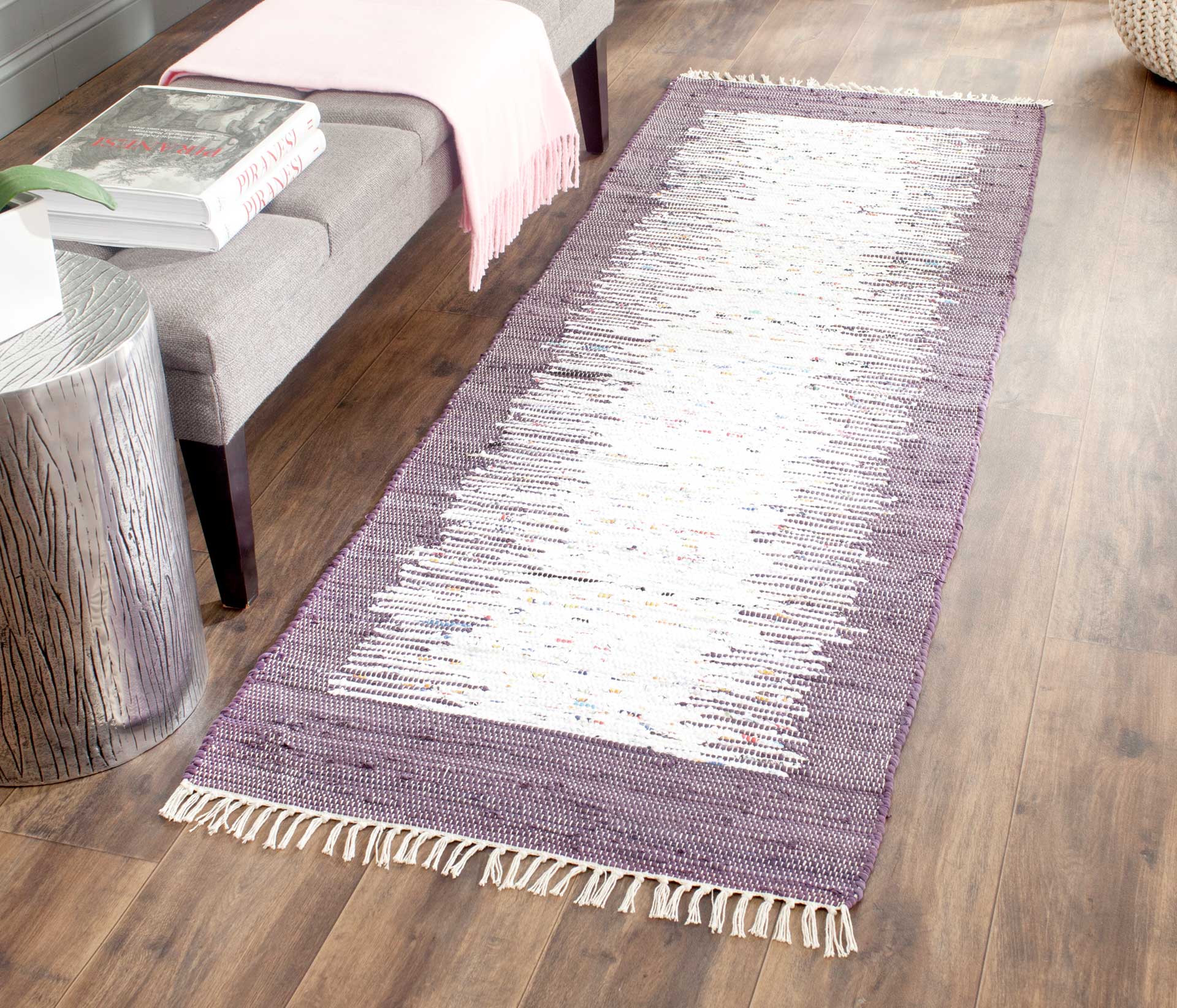 Montauk Border Ivory/Purple Runner Rug - Image 3