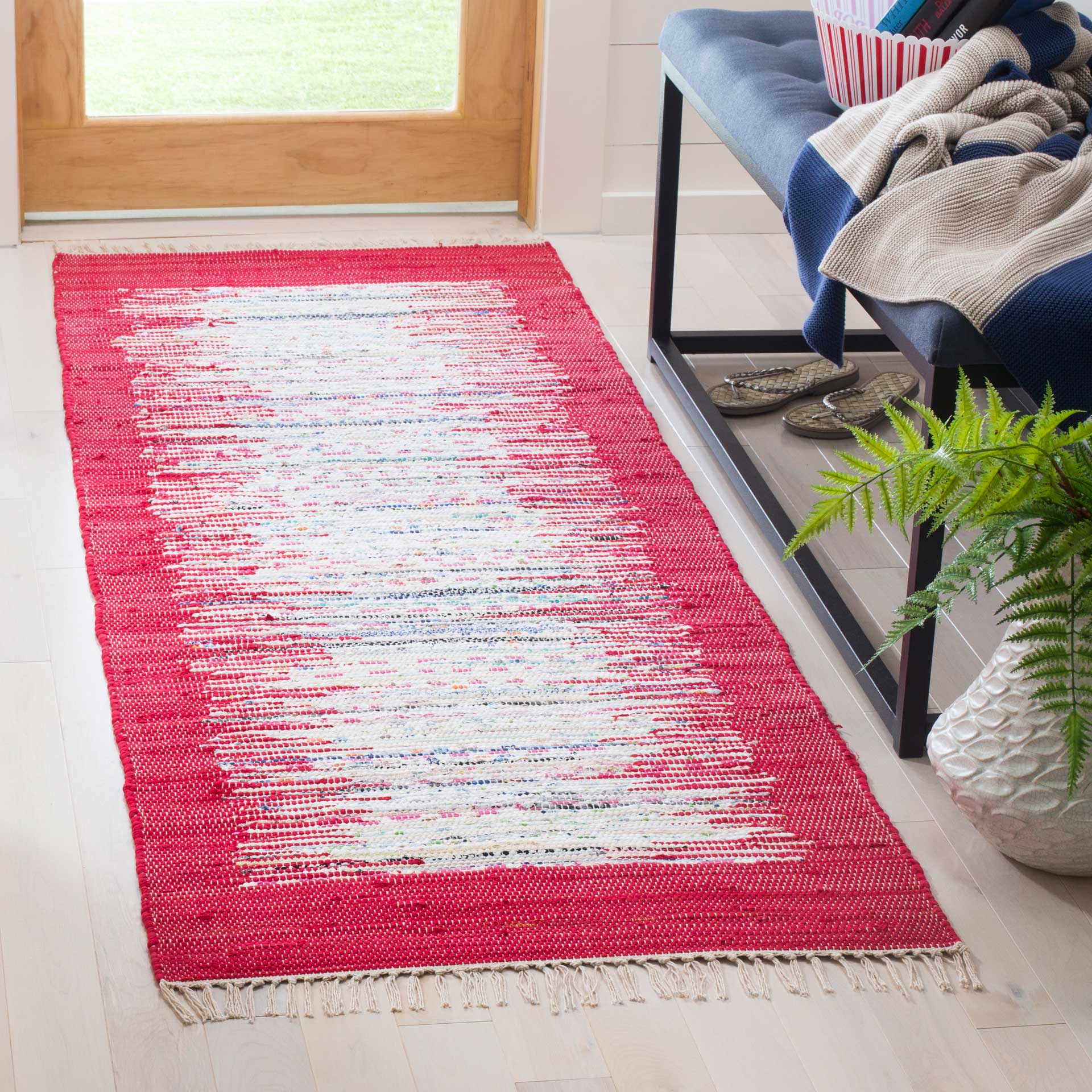 Montauk Border Ivory/Red Runner Rug - Image 2