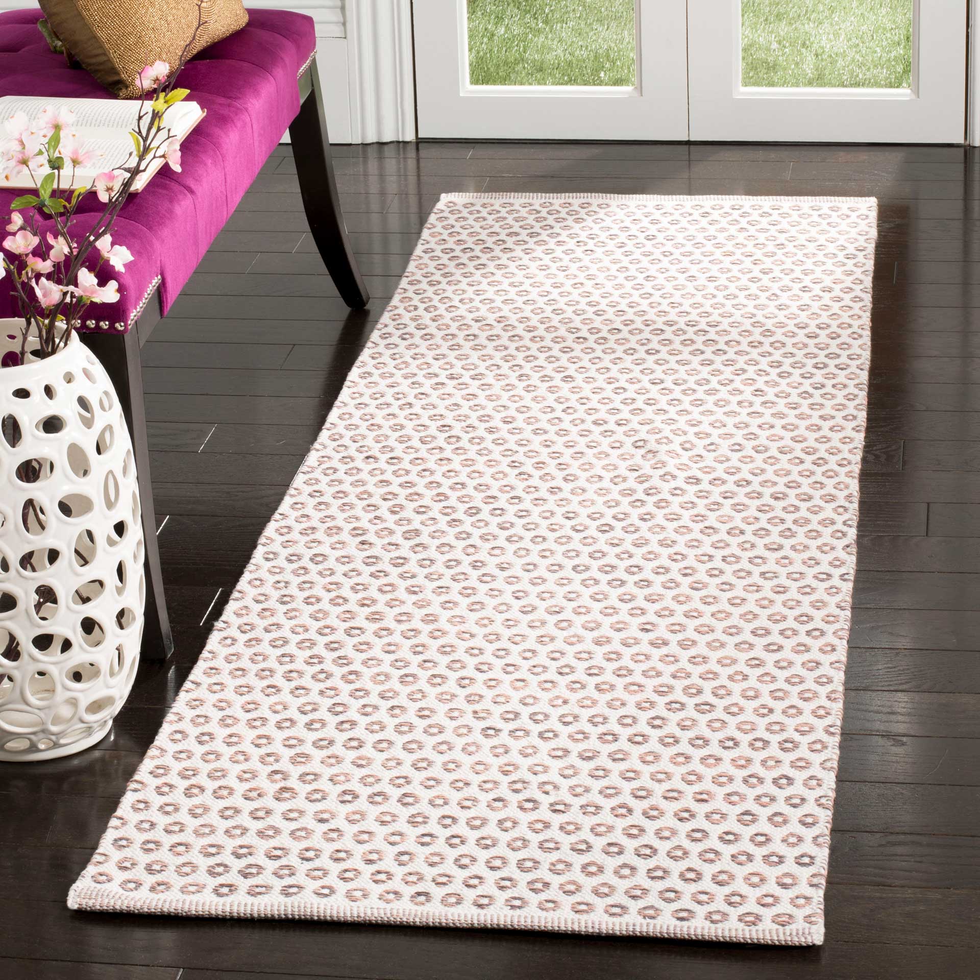 Montauk Charcoal/Peach/Ivory Runner Rug - Image 2