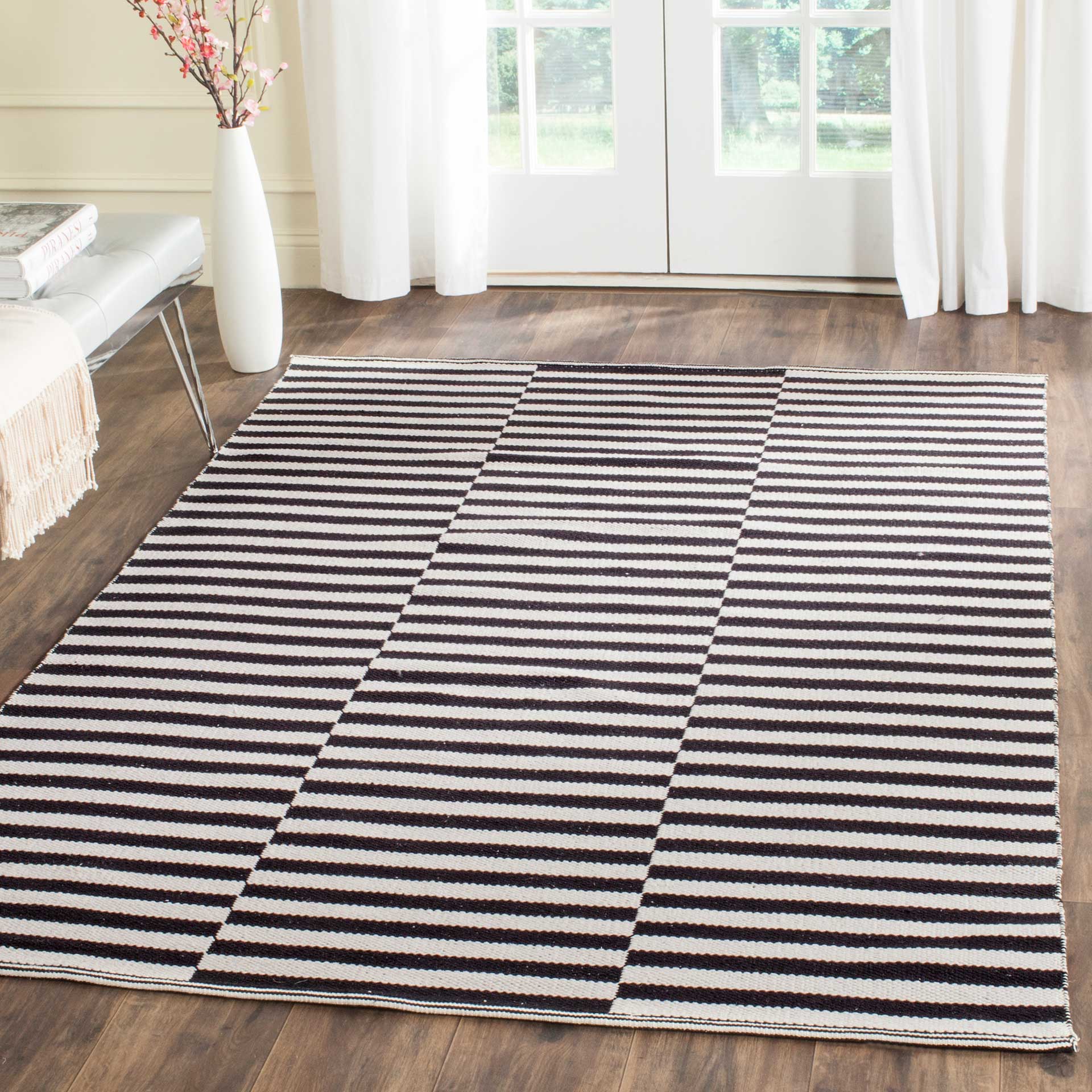 Montauk Checker Ivory/Black Area Rug - Image 6