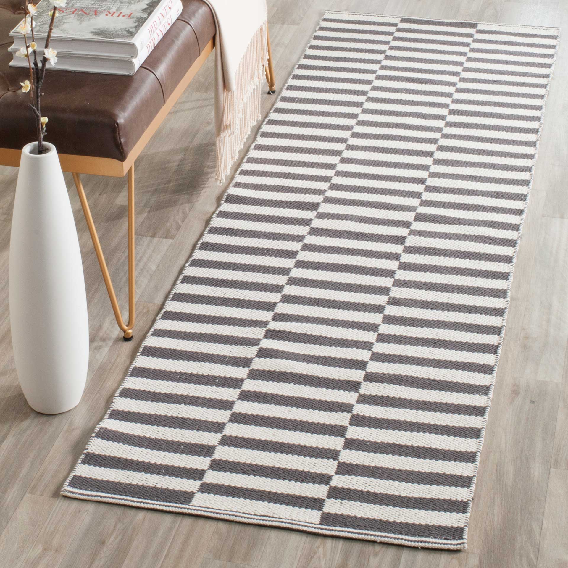 Montauk Checker Ivory/Gray Runner Rug - Image 3