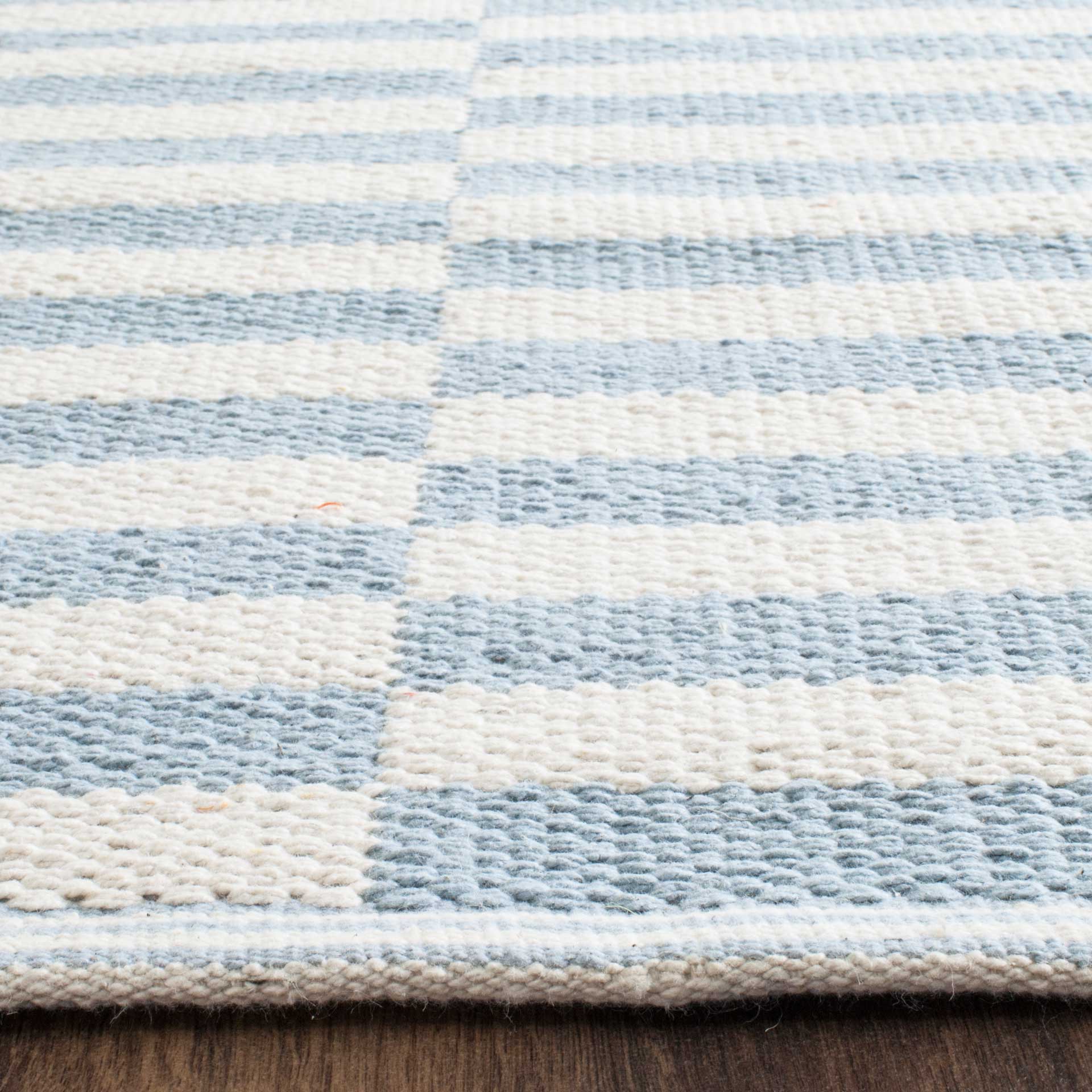 Montauk Checker Ivory/Light Blue Area Rug - Image 3
