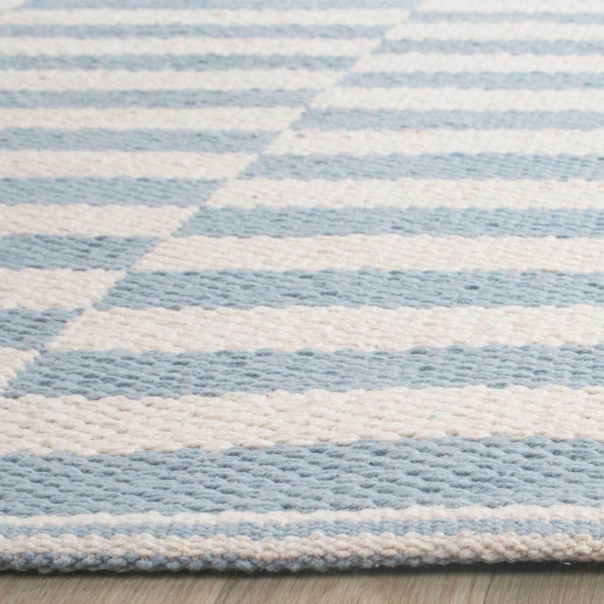 Montauk Checker Ivory/Light Blue Runner Rug - Image 2