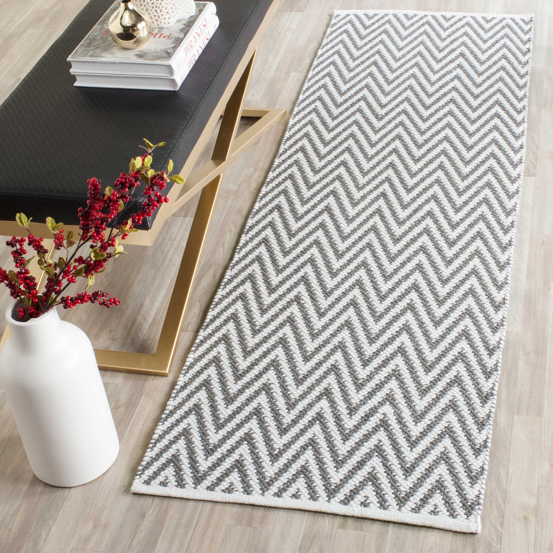 Montauk Chevron Gray/Ivory Runner Rug - Image 3