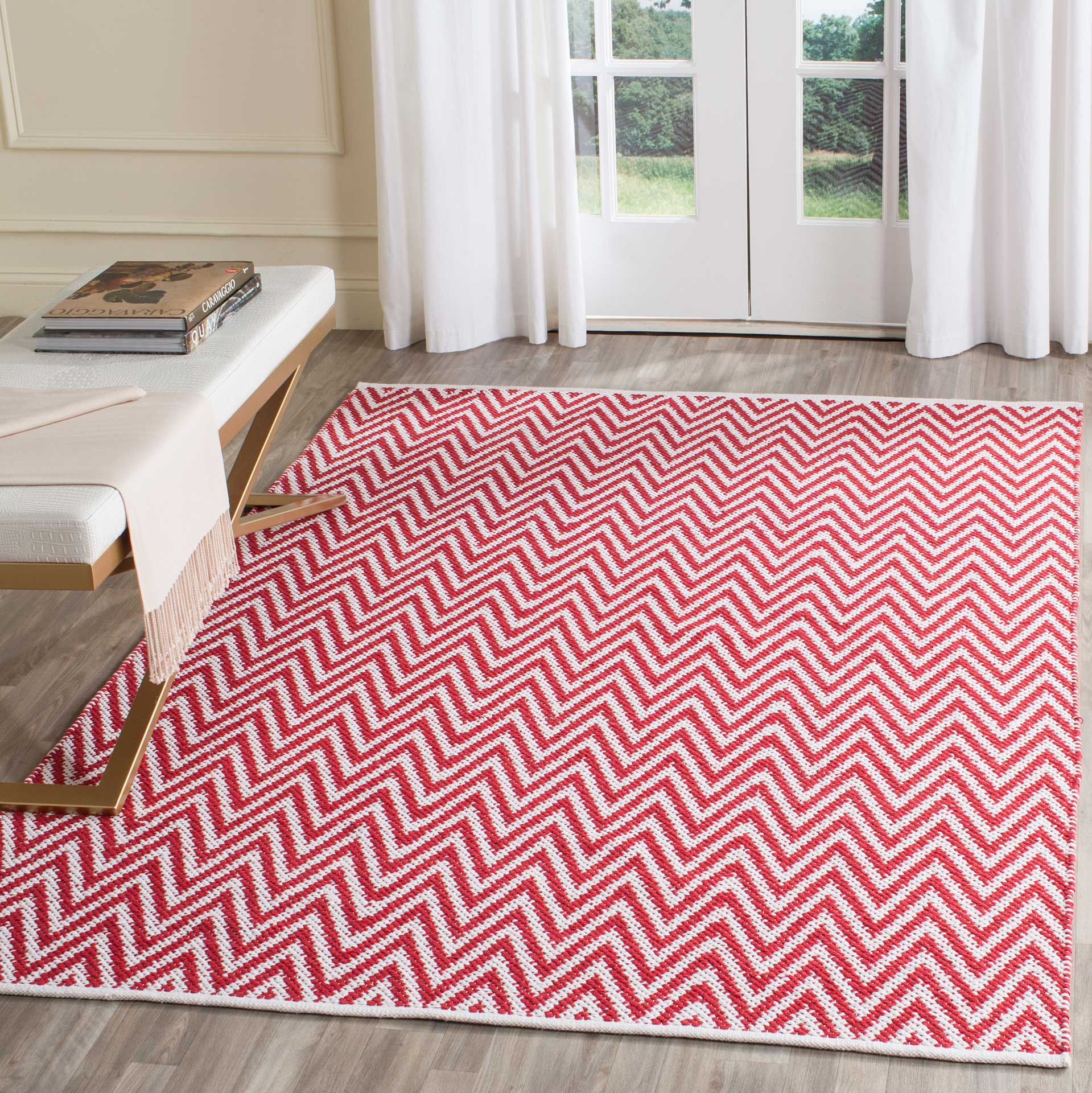 Montauk Chevron Red/Ivory Area Rug - Image 6