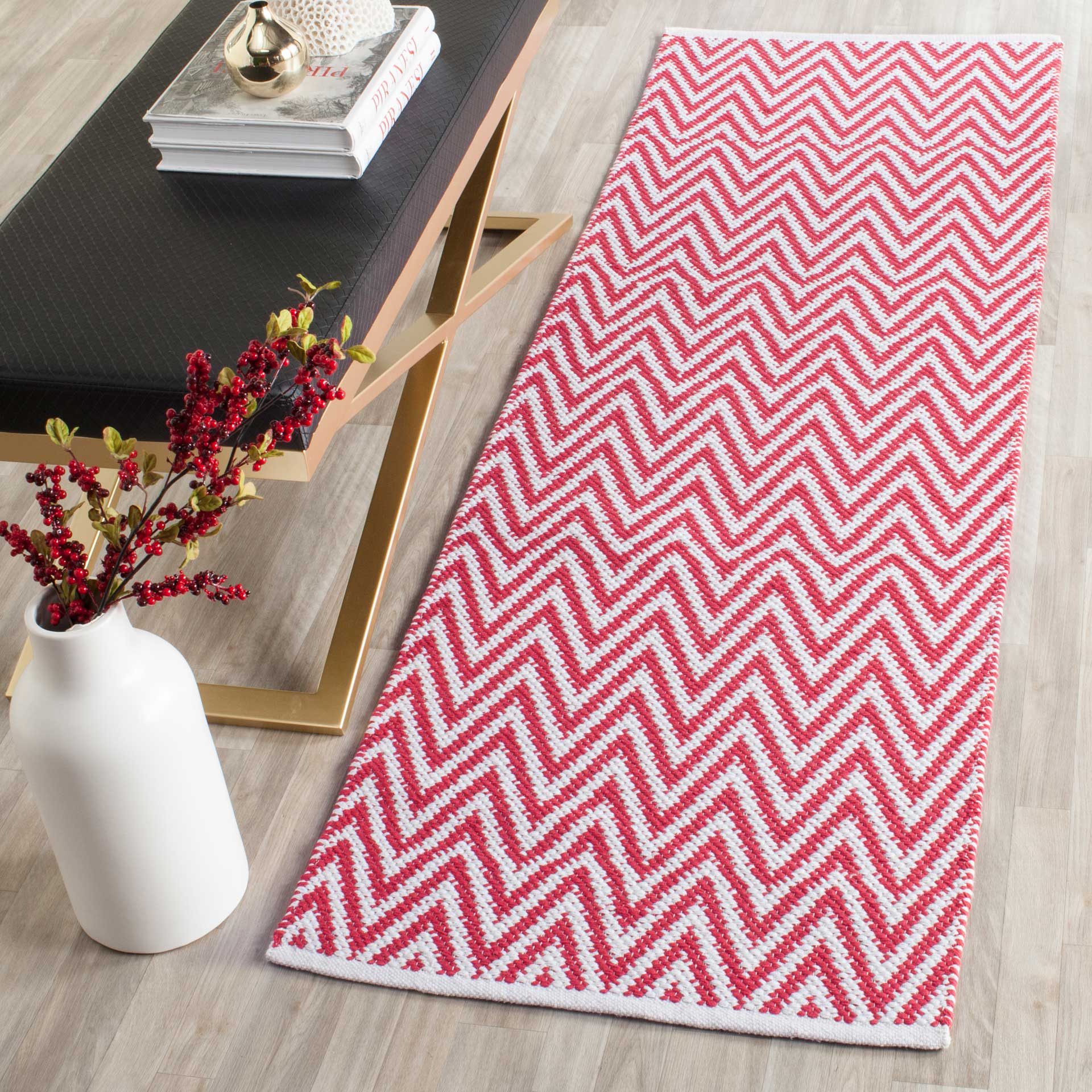 Montauk Chevron Red/Ivory Runner Rug - Image 3