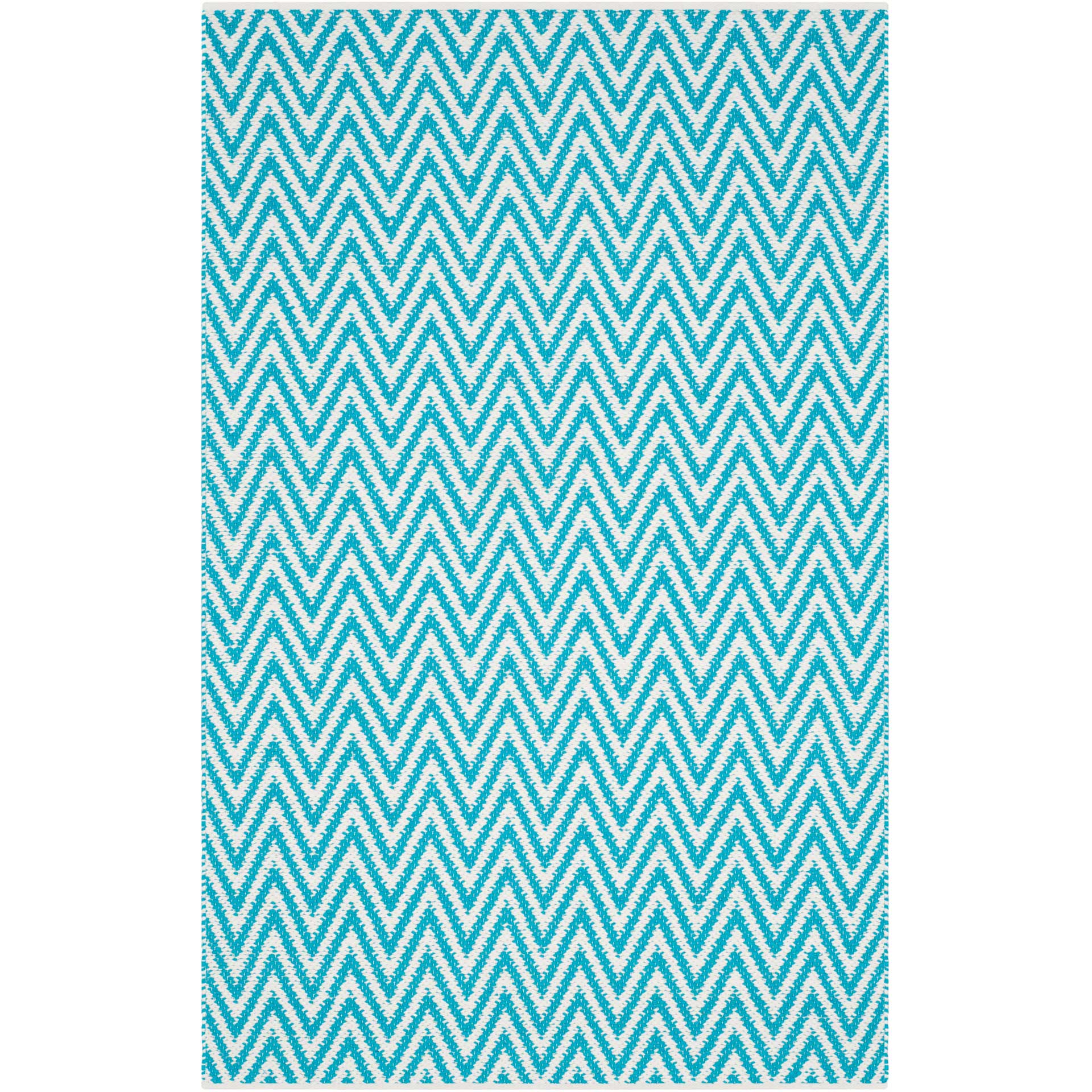 Montauk Chevron Turquoise/Ivory Area Rug - Image 2