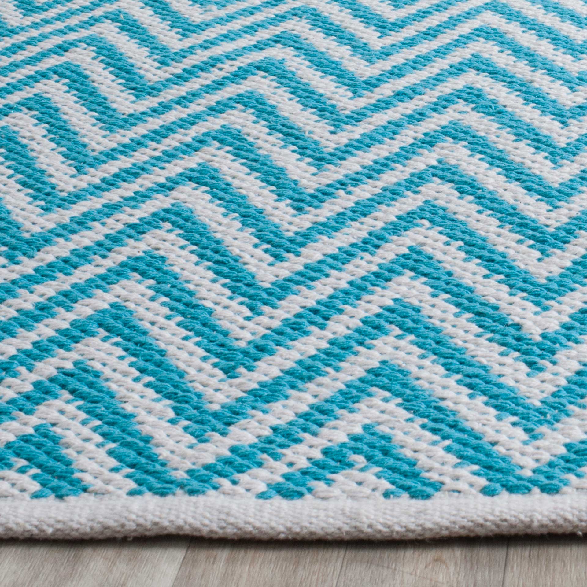 Montauk Chevron Turquoise/Ivory Area Rug - Image 3